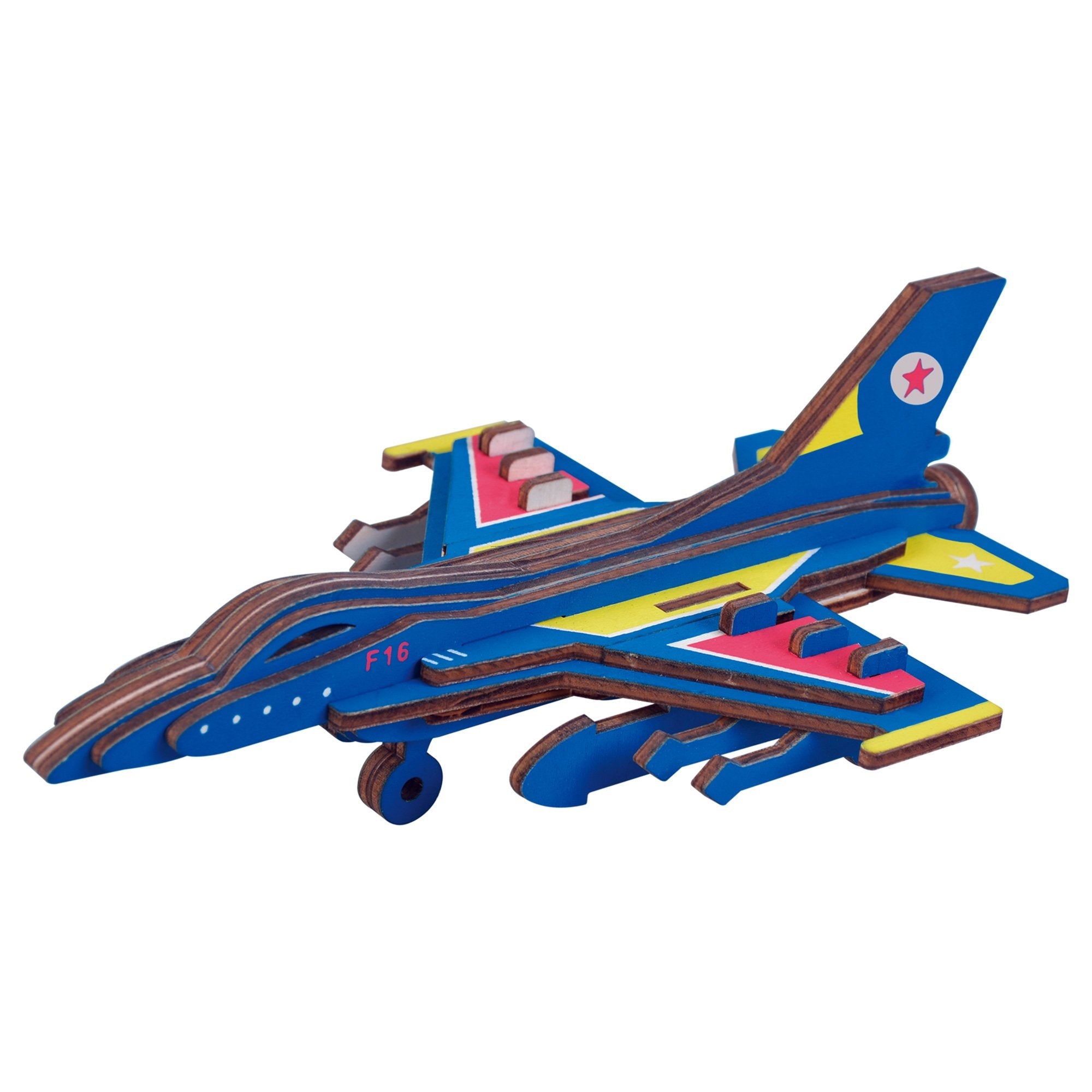 F-16 Fighter Plane Model Kit - Wooden Laser-Cut 3D Puzzle (23 Pcs) BestPysanky