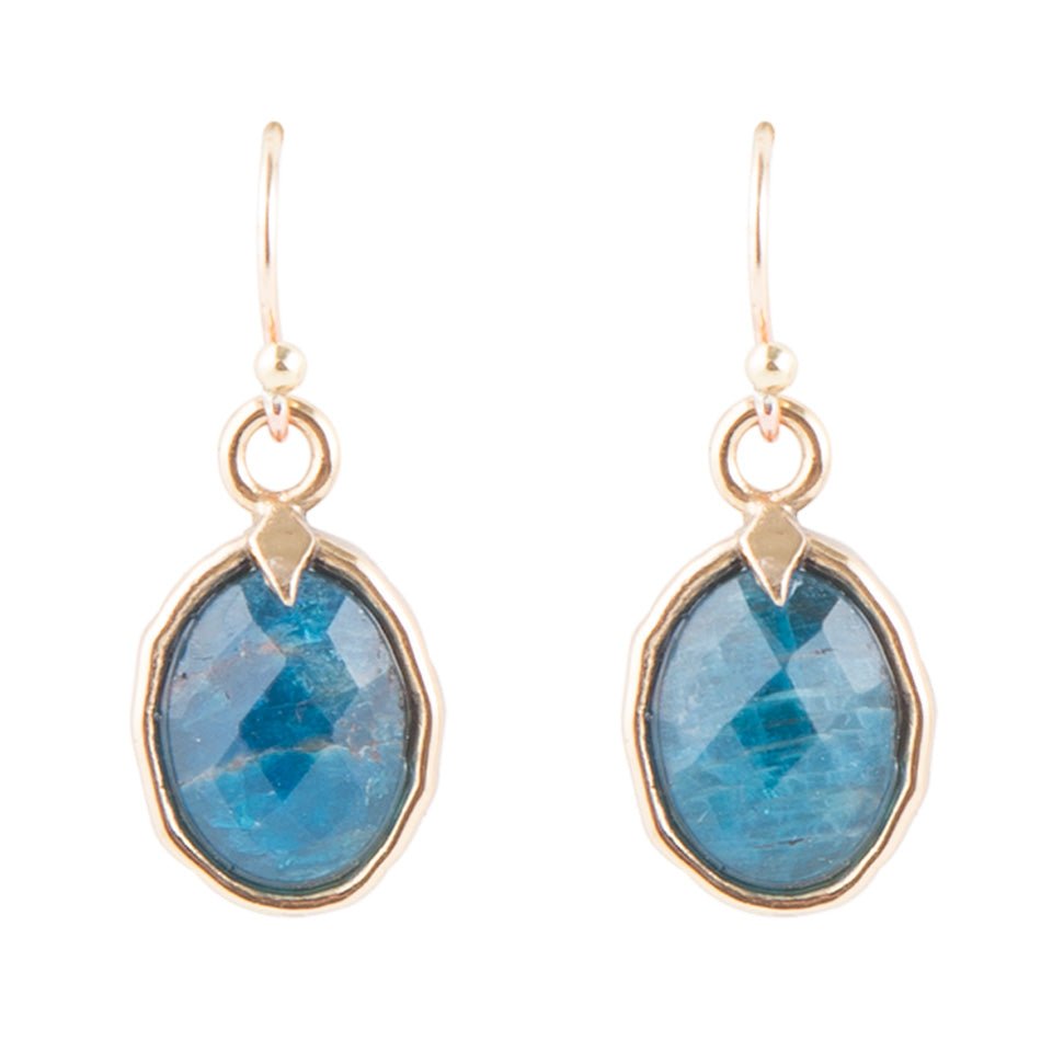 Faceted Blue Apatite Golden Drop Earrings Barse Jewelry