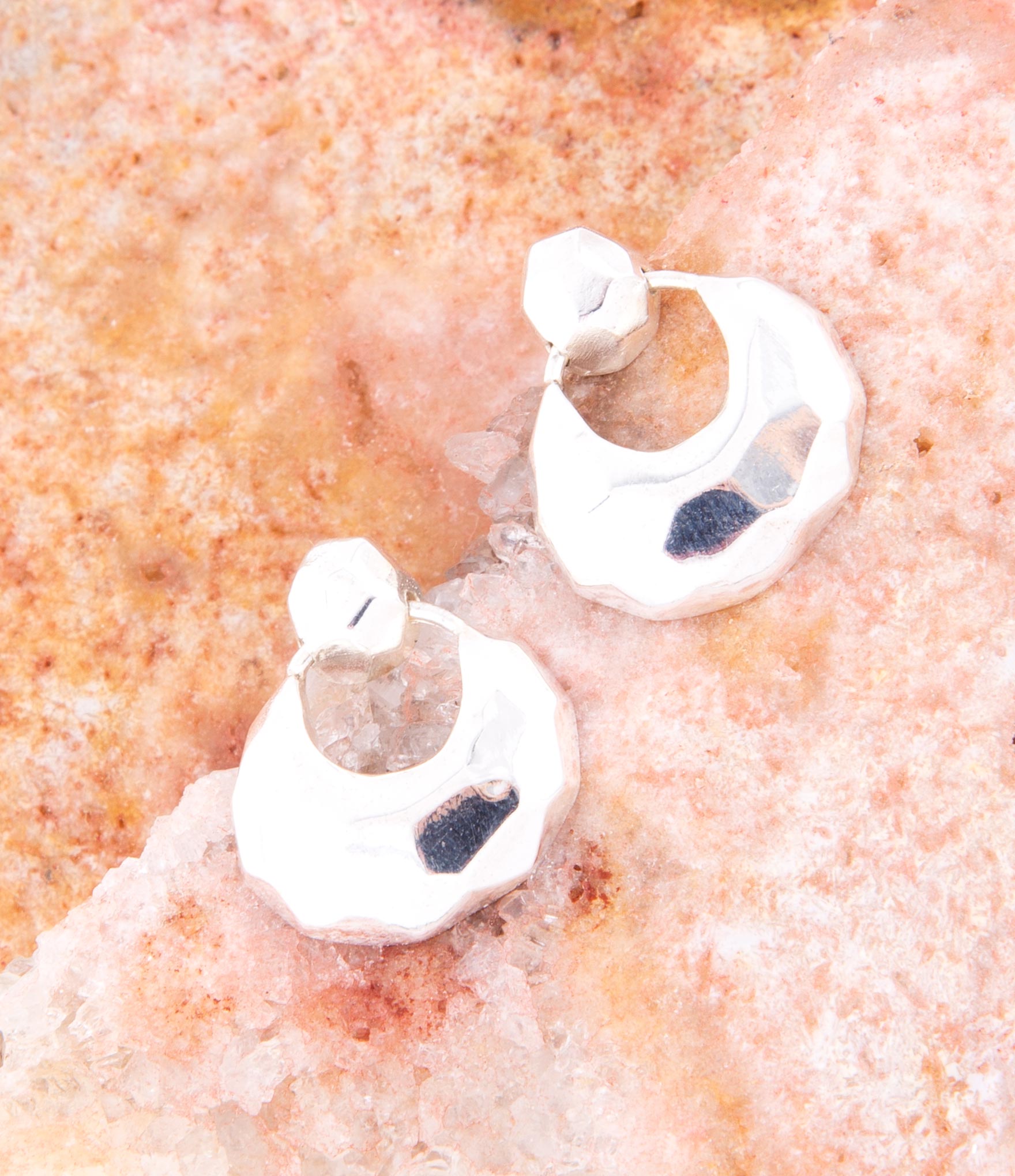 Faceted Sterling Silver Doorknocker Post Earrings Barse Jewelry