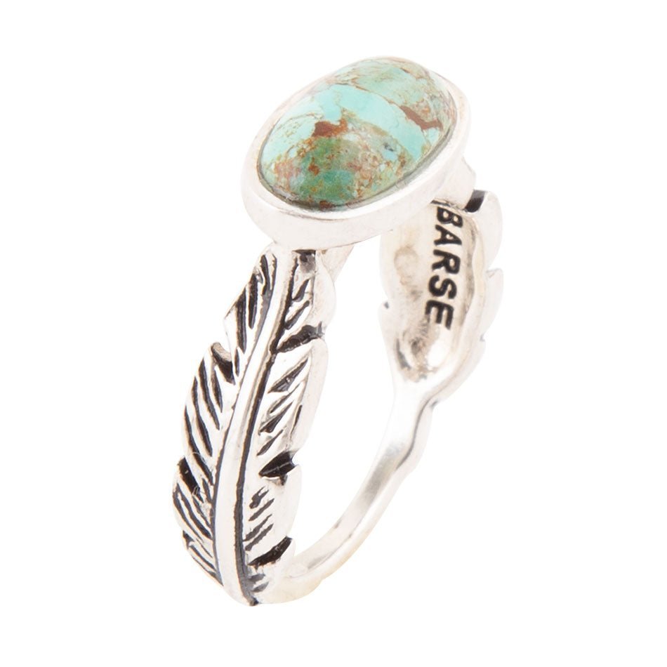 Feather Sterling Silver and Blue Turquoise Ring Barse Jewelry