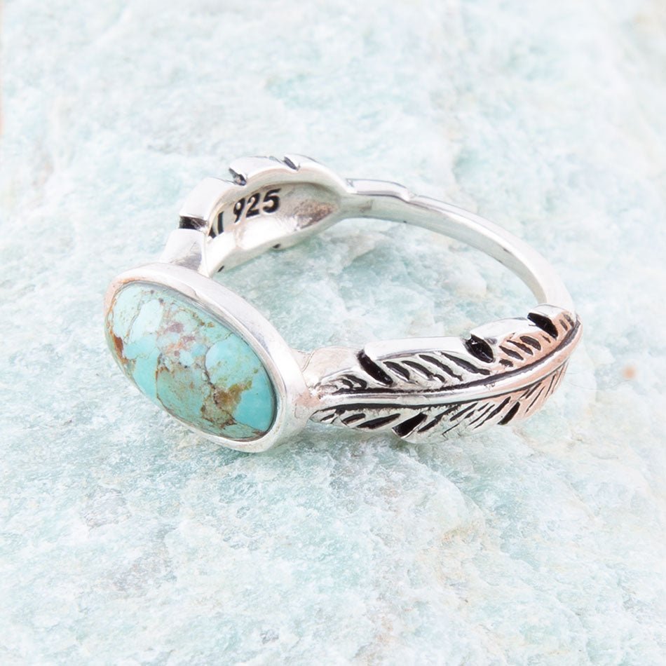 Feather Sterling Silver and Blue Turquoise Ring Barse Jewelry