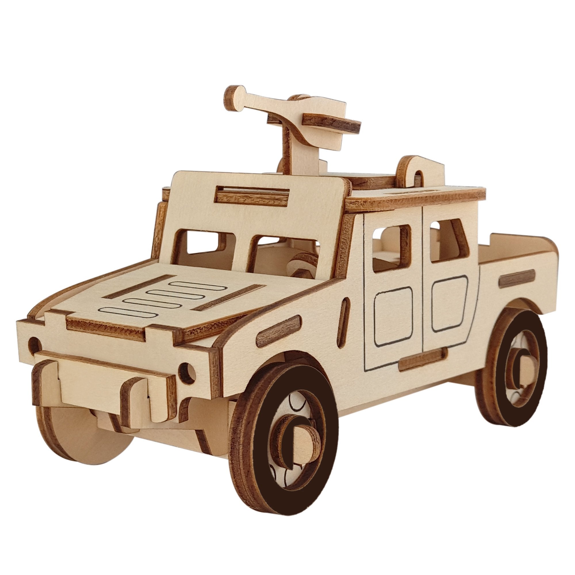 Army Truck Model Kit - Wooden Laser- Cut 3D Puzzle (44 Pcs) BestPysanky