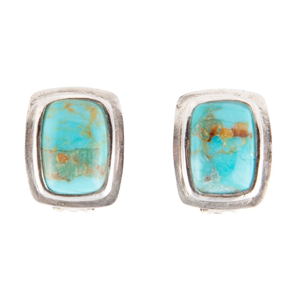 Fiji Isles Blue Turquoise Sterling Silver Clip Earrings Barse Jewelry