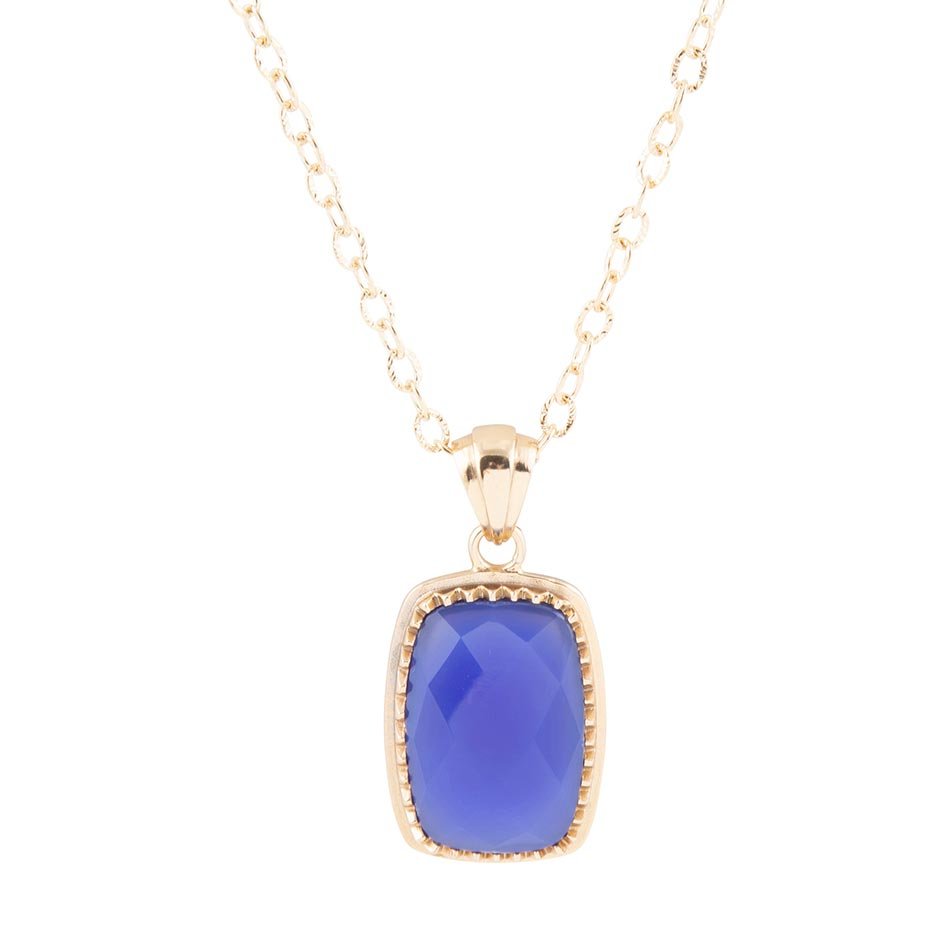 Filigreed Blue Agate Golden Pendant Necklaces Barse Jewelry