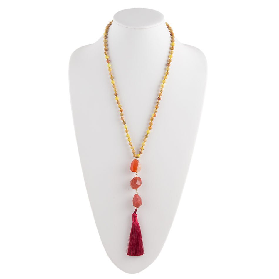 Flame Tassel Necklace Barse Jewelry