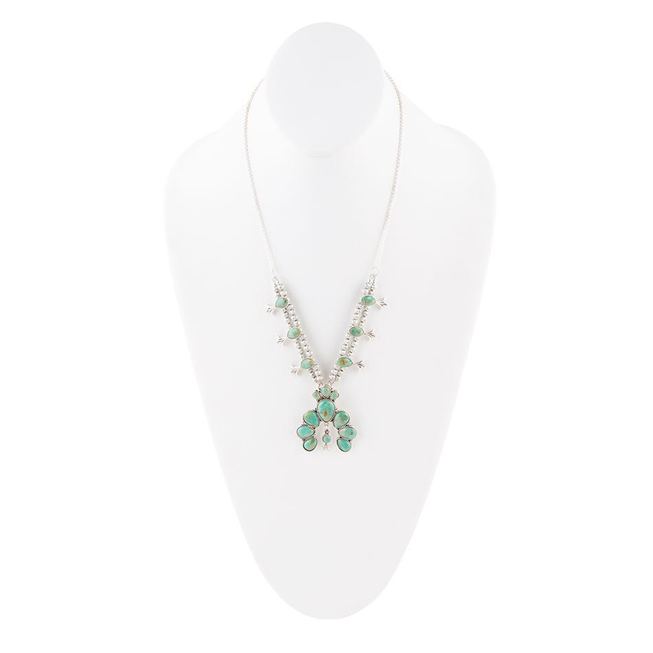 Squash Blossom Statement Blue Turquoise and Sterling Silver Necklace Barse Jewelry