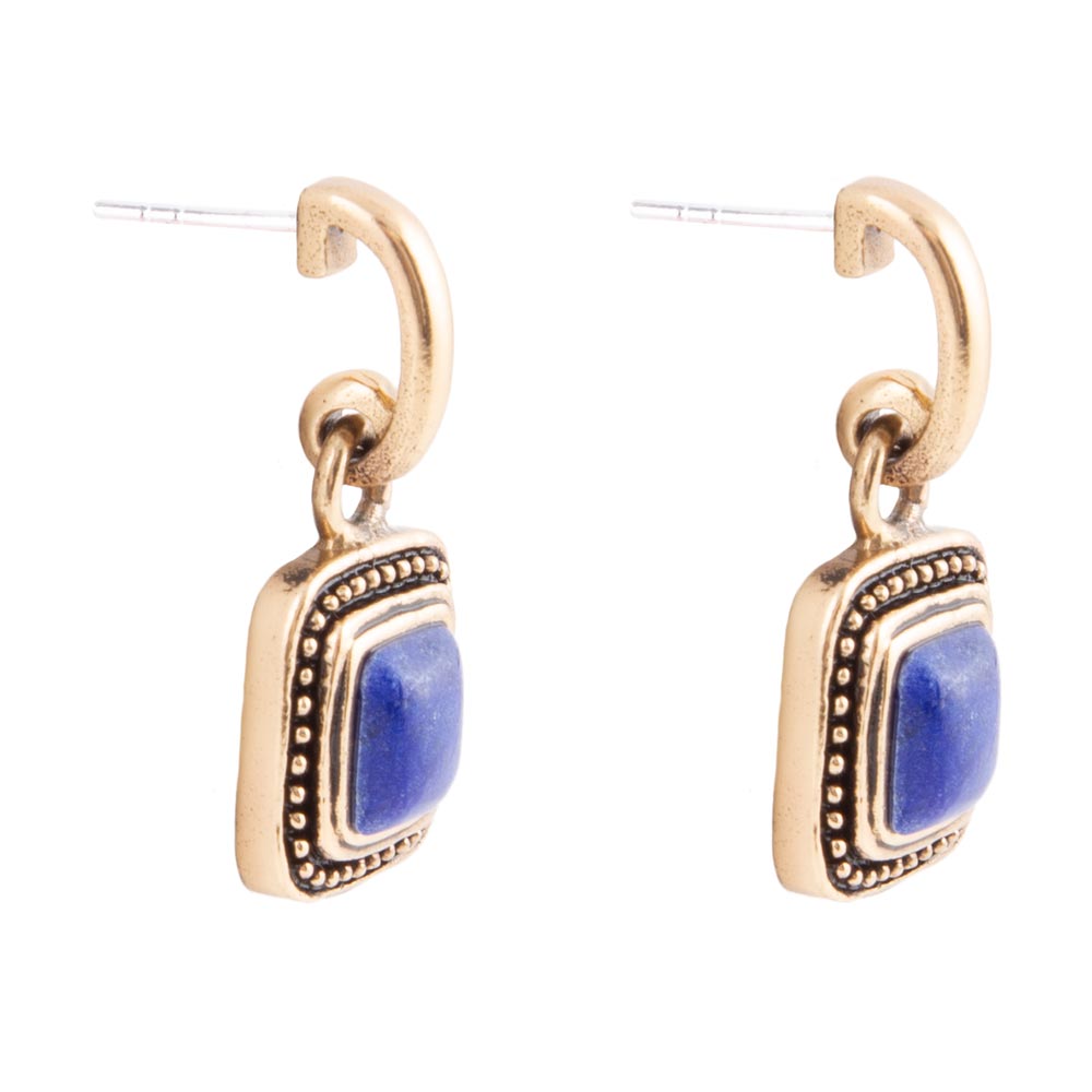 Flourish Blue Lapis Golden Drop Earrings Barse Jewelry