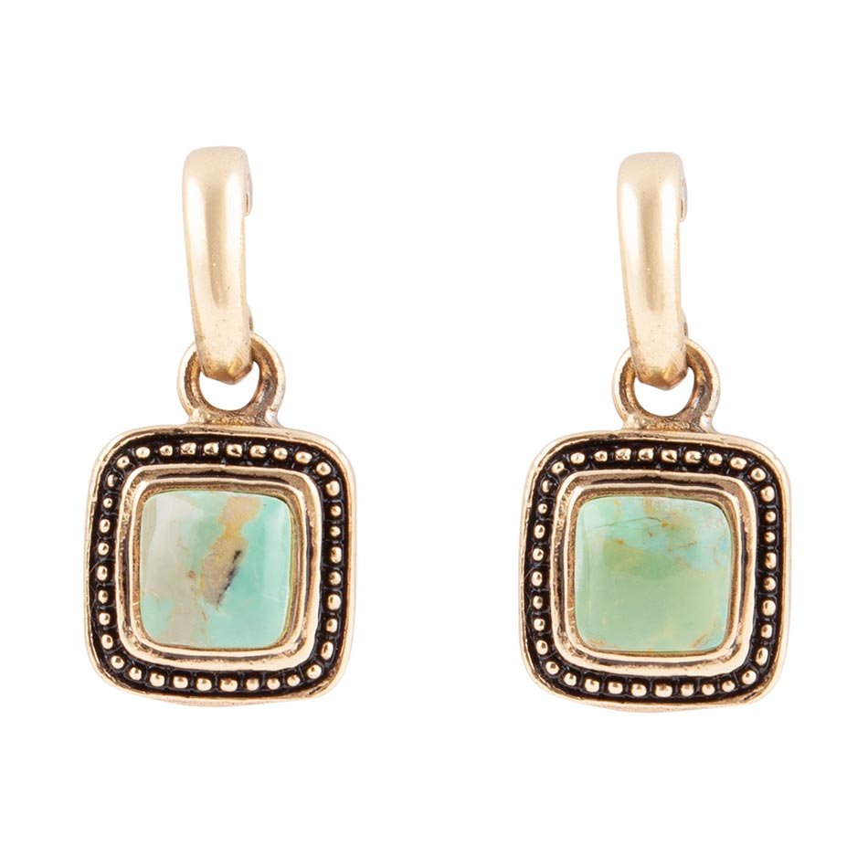 Flourish Blue Turquoise Golden Drop Earrings Barse Jewelry