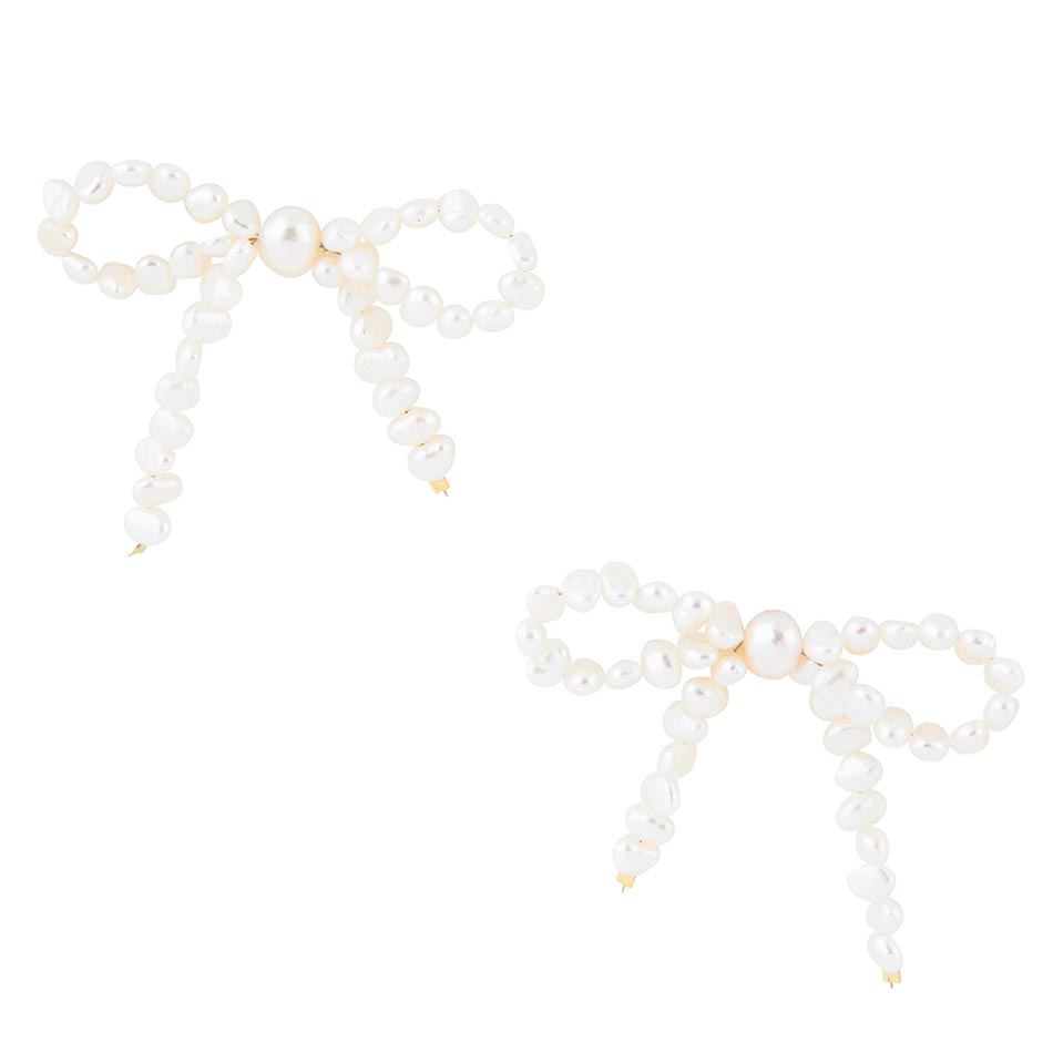 Freshwater White Pearl Bow Post Earrings Barse Jewelry