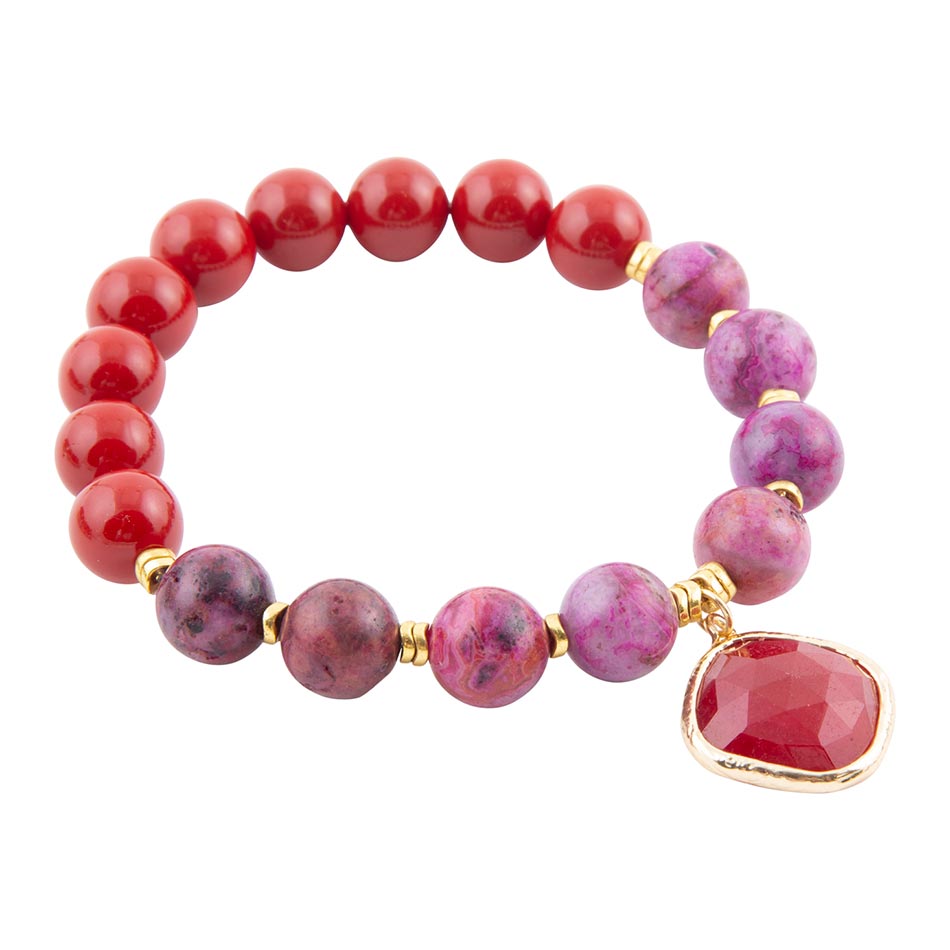 Fuchsia Agate Sunset Golden Bracelet Barse Jewelry