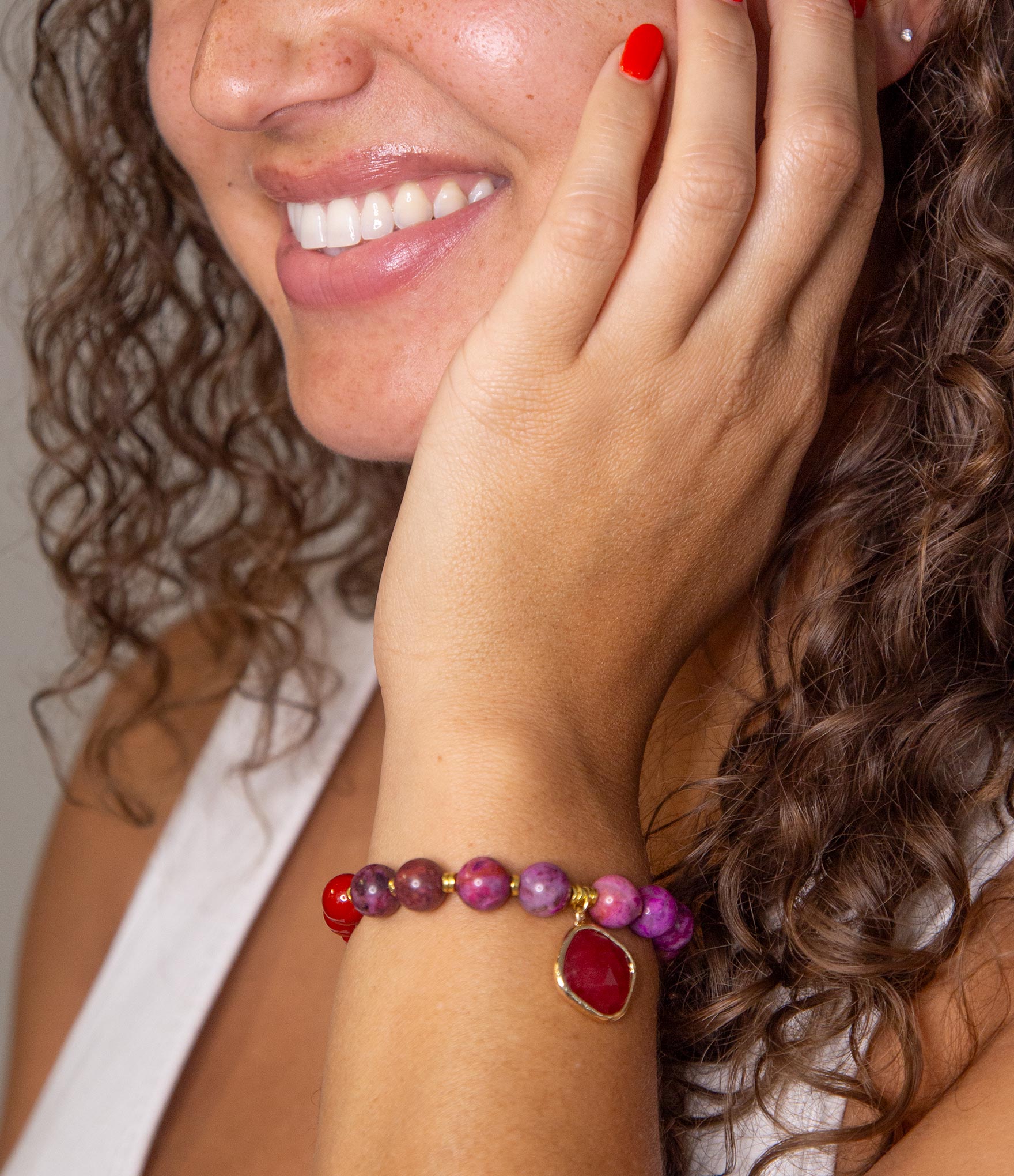 Fuchsia Agate Sunset Golden Bracelet Barse Jewelry