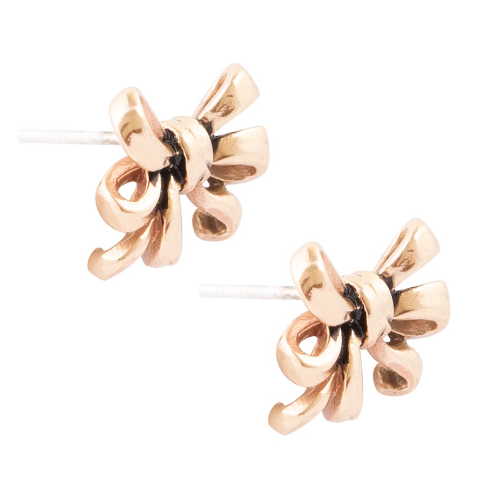 Gifted Golden Bow Post Earrings Barse Jewelry