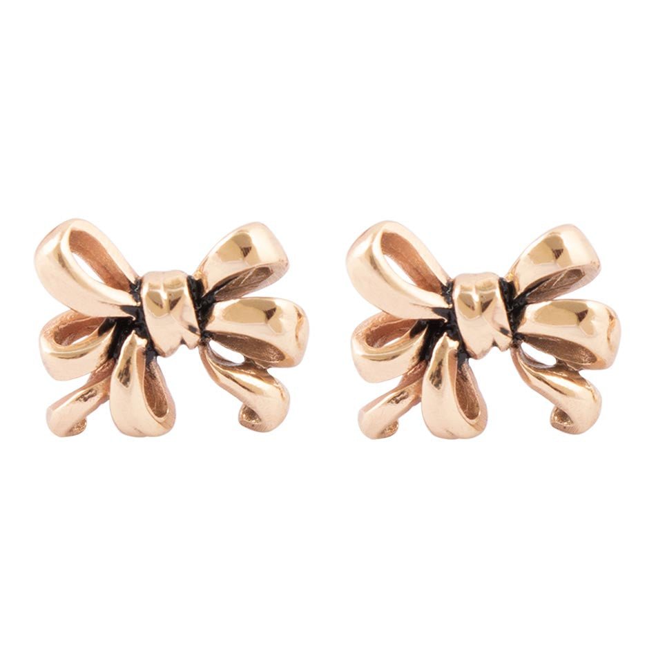 Gifted Golden Bow Post Earrings Barse Jewelry
