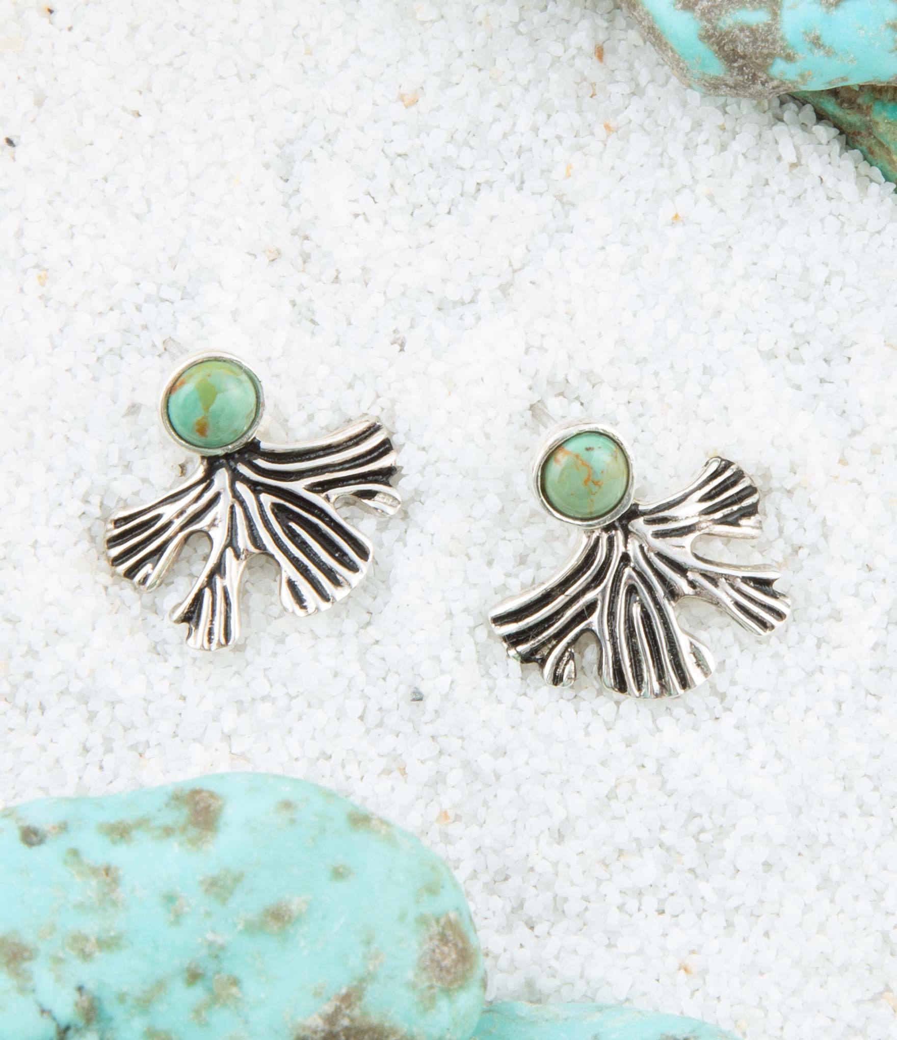 Ginko Blue Turquoise and Sterling Silver Stud Earrings Barse Jewelry