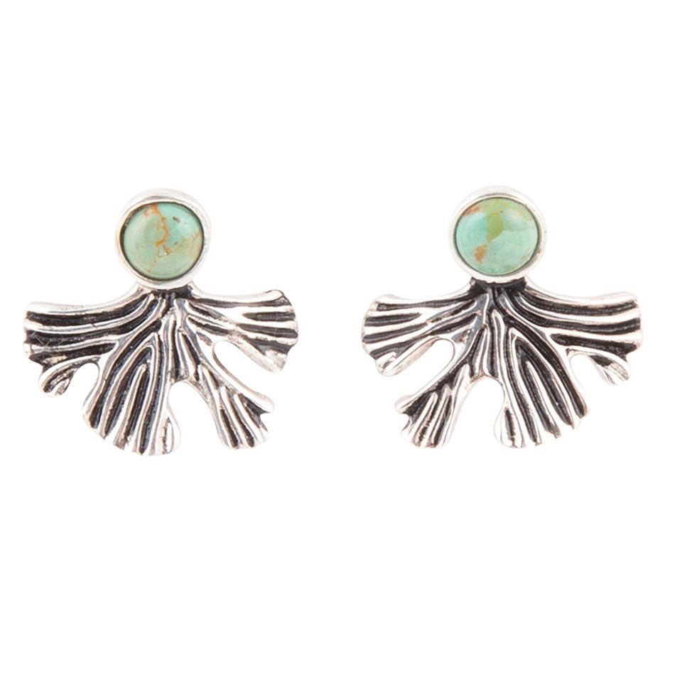 Ginko Blue Turquoise and Sterling Silver Stud Earrings Barse Jewelry
