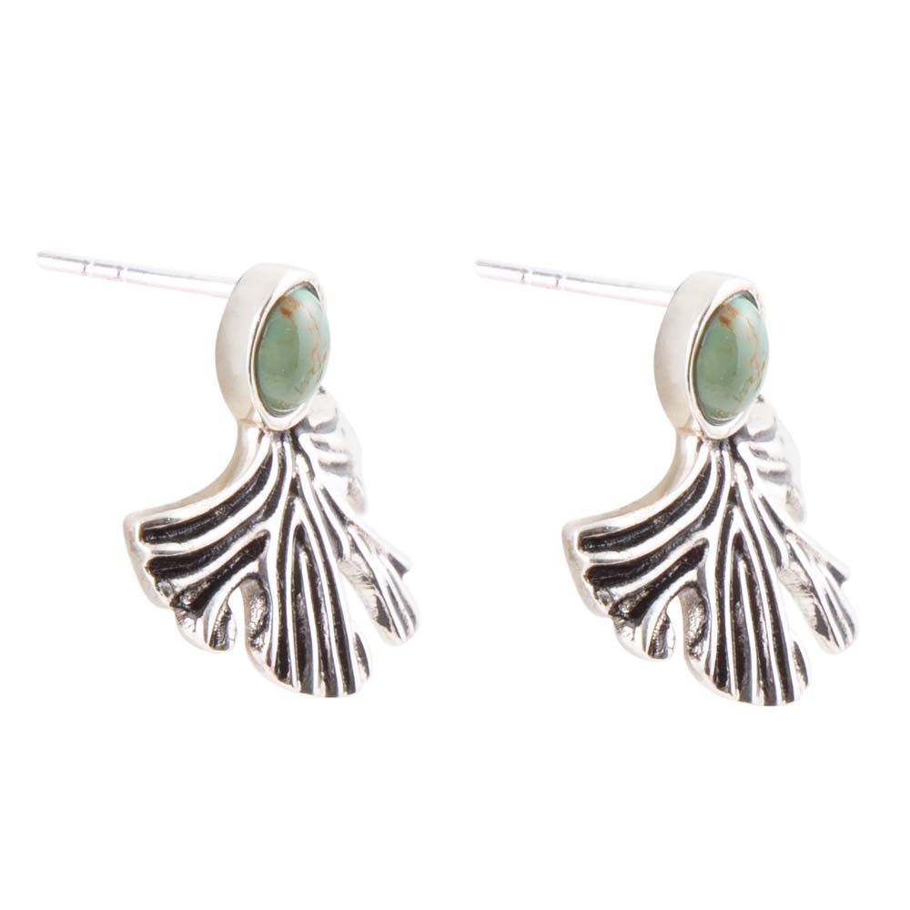 Ginko Blue Turquoise and Sterling Silver Stud Earrings Barse Jewelry