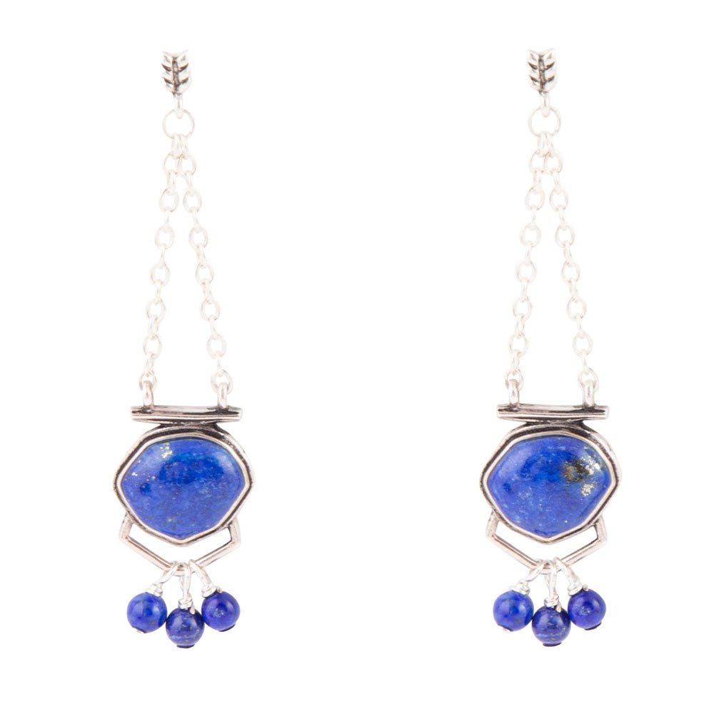 Go West Blue Lapis and Sterling Silver Drop Earrings Barse Jewelry