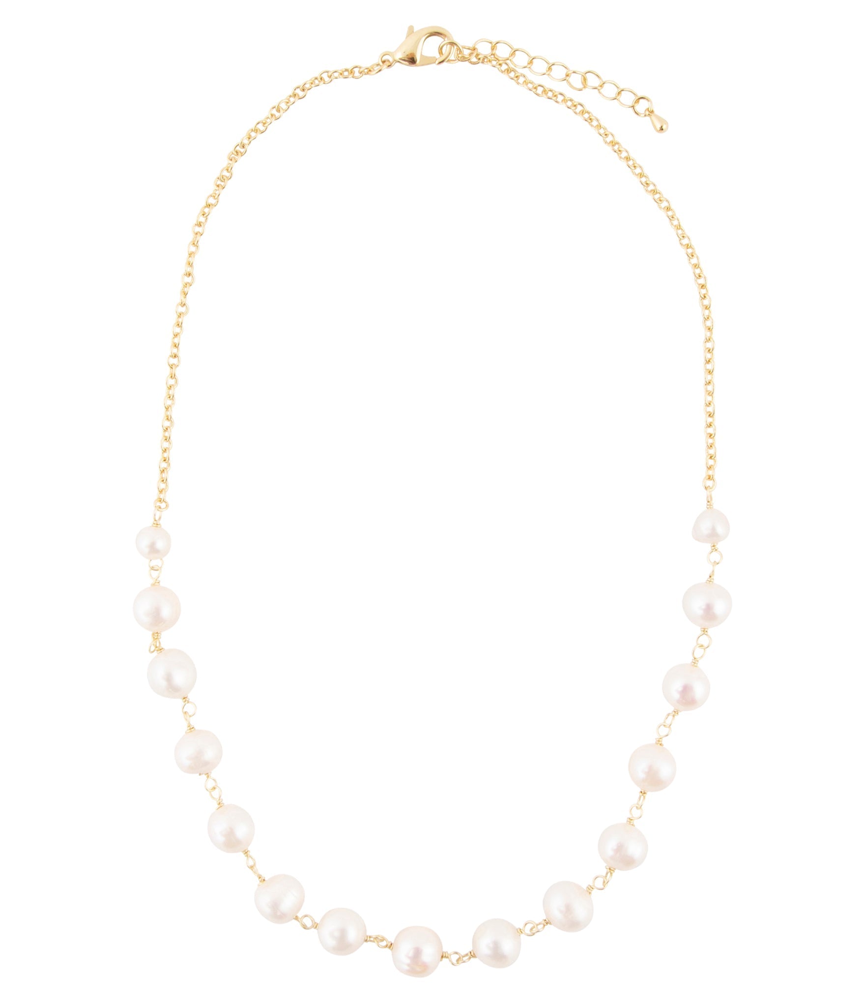 Golden Chain and White Pearl Necklaces Barse Jewelry