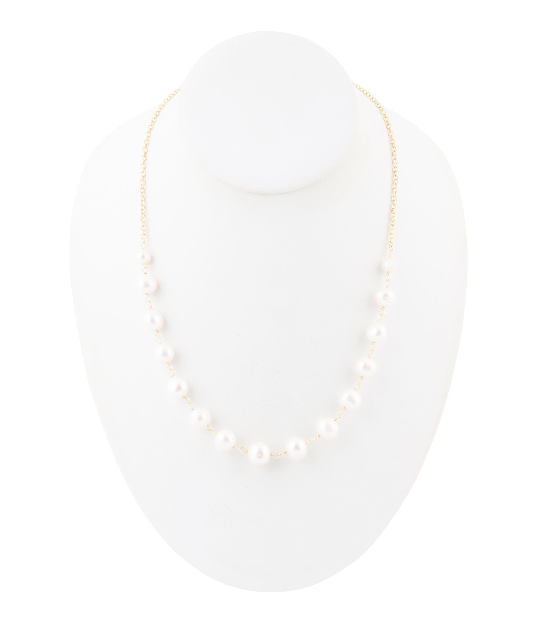 Golden Chain and White Pearl Necklaces Barse Jewelry