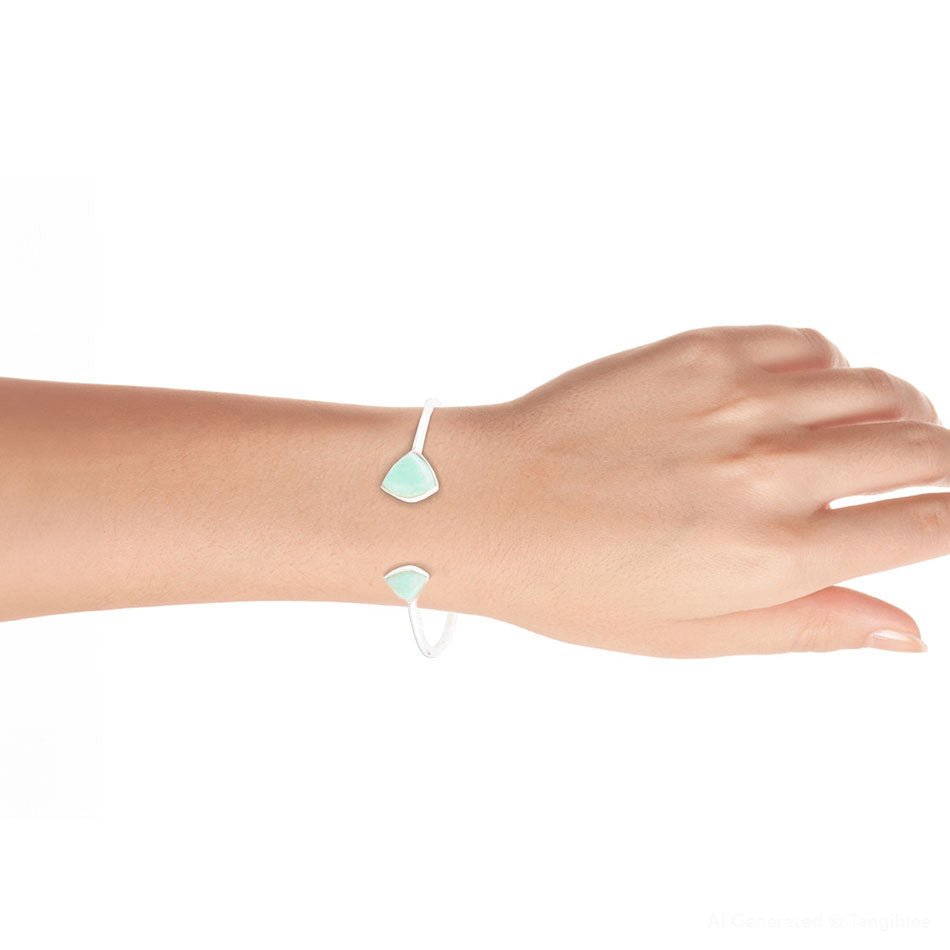 Green Chrysophase Open Sterling Silver Cuff Bracelet Barse Jewelry
