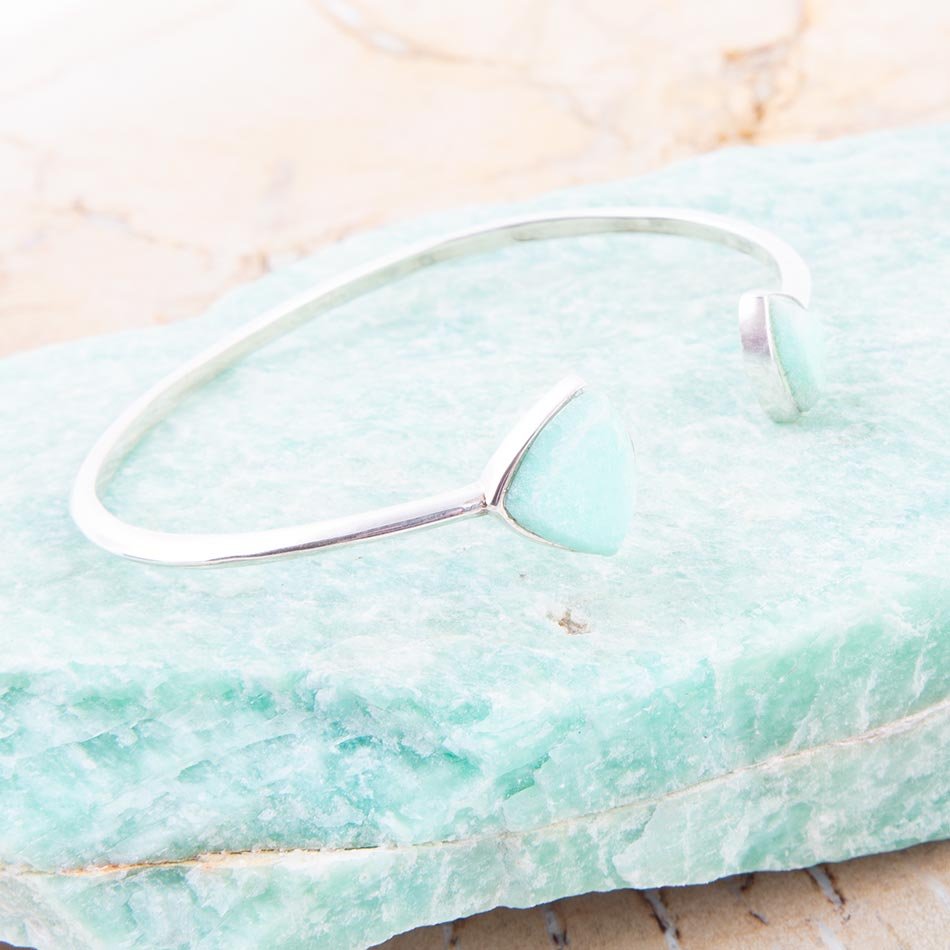 Green Chrysophase Open Sterling Silver Cuff Bracelet Barse Jewelry