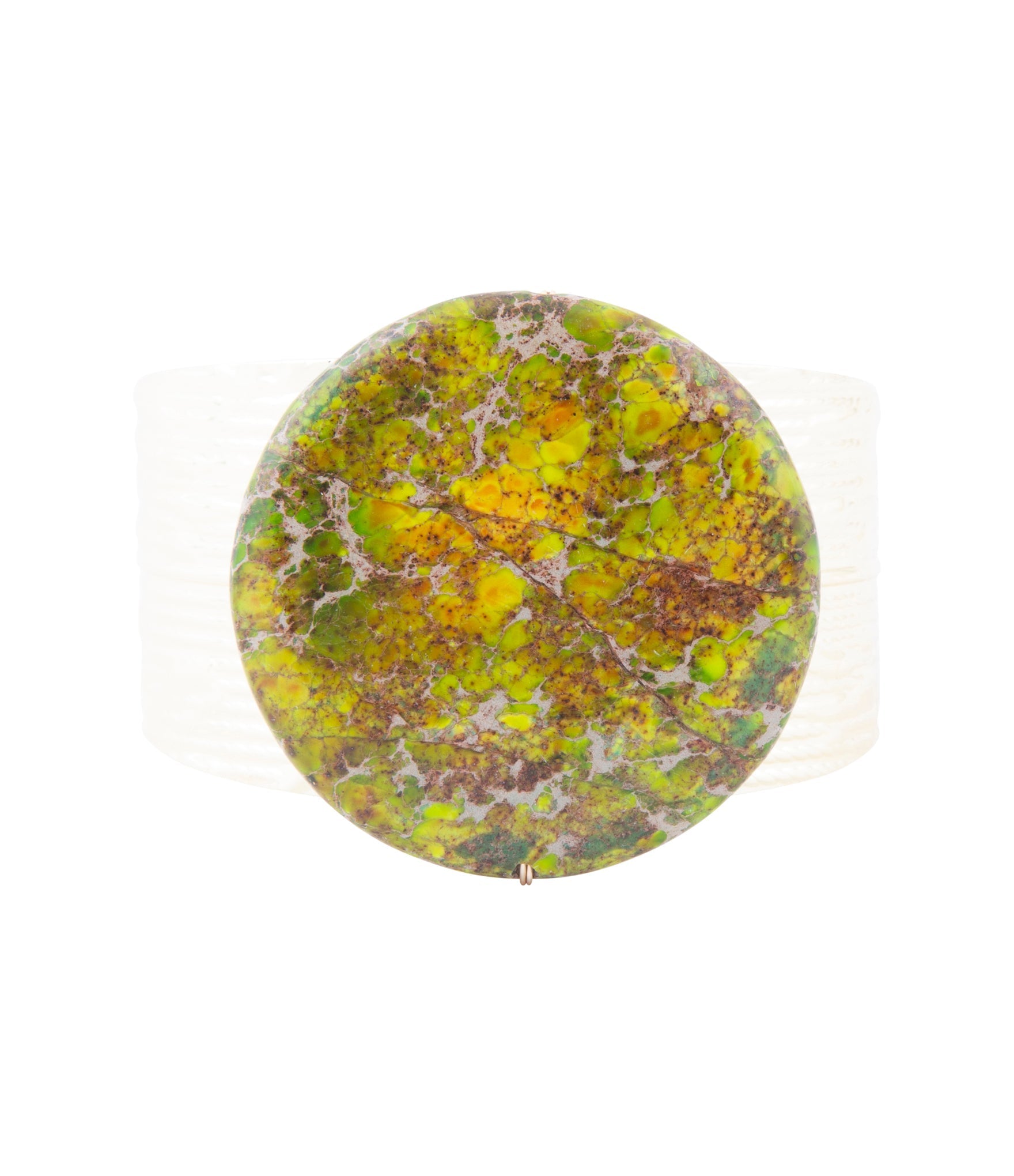 Lime Green Jasper Golden Statement Cuff Bracelet Barse Jewelry