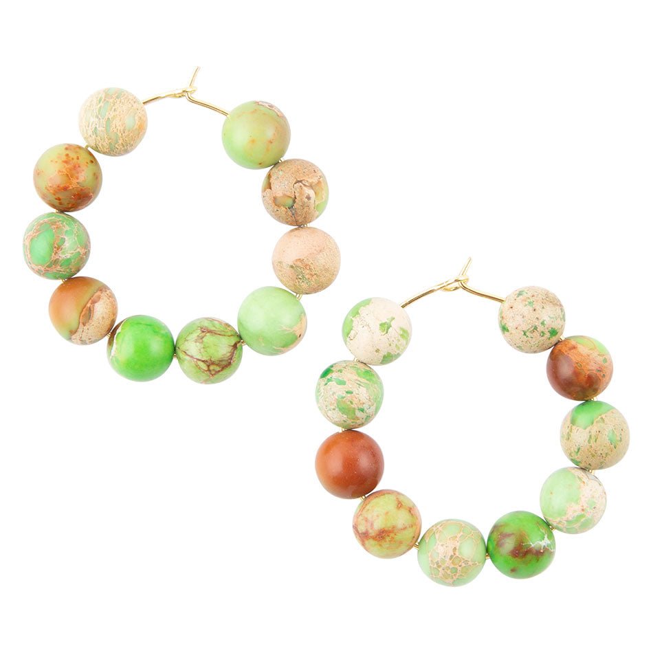 Green Jasper Stone Slide Hoop Earrings Barse Jewelry