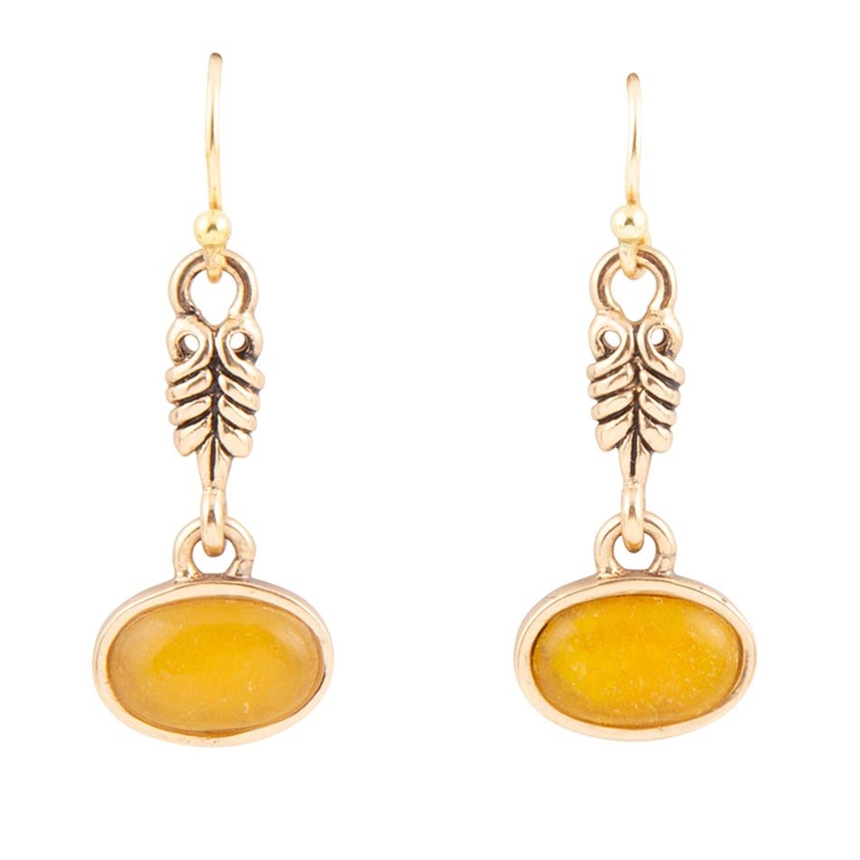 Harmony Orange Quartz Golden Drop Earrings Barse Jewelry