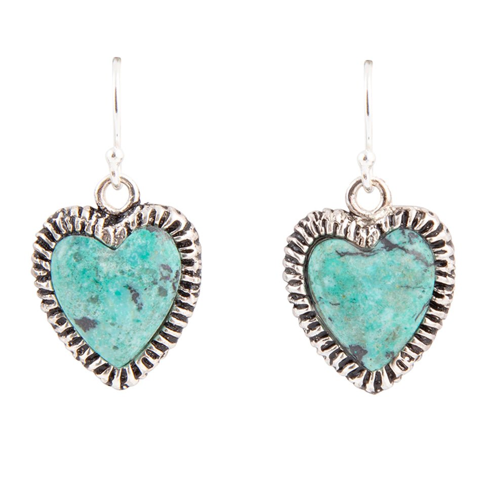 Heart Blue Chrysocolla Sterling Silver Drop Earrings Barse Jewelry