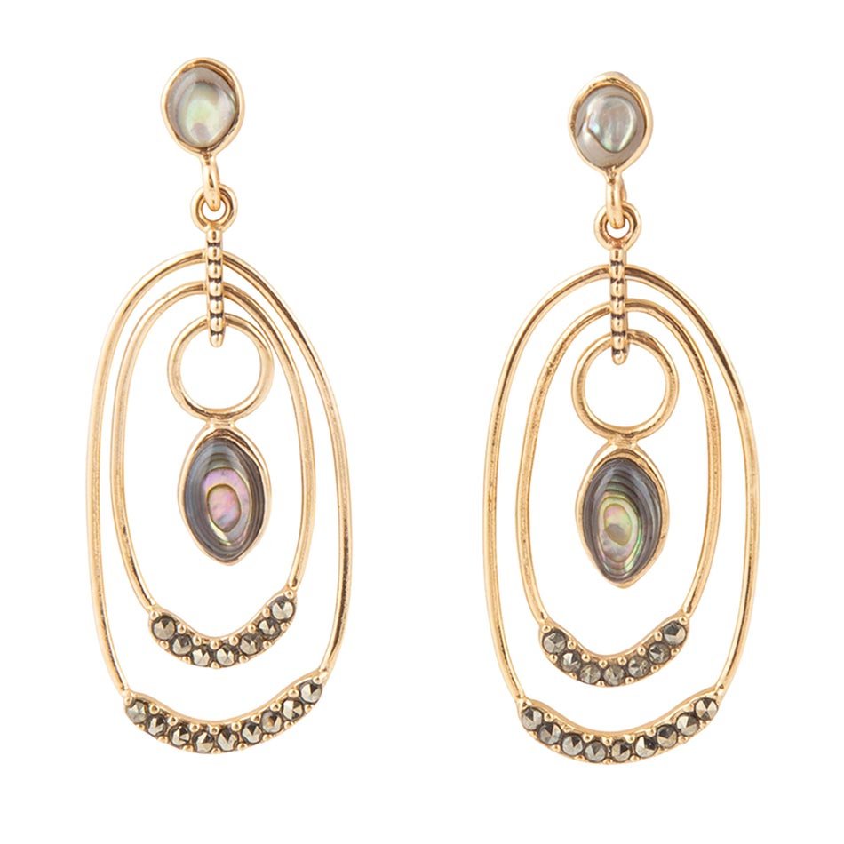 Henle Green Abalone Chandelier Golden Drop Earrings Barse Jewelry