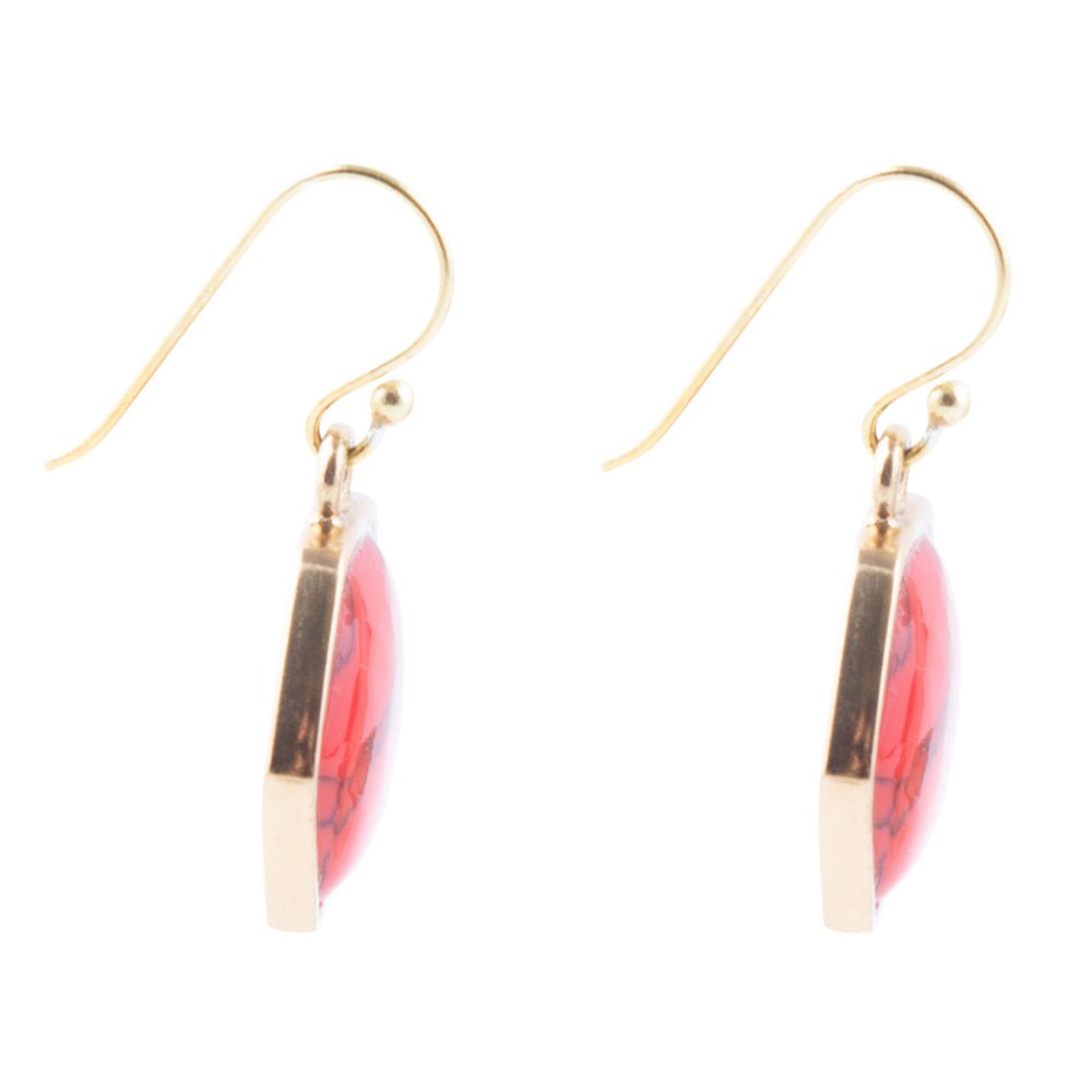 Hexagon Red Howlite Earrings Barse Jewelry