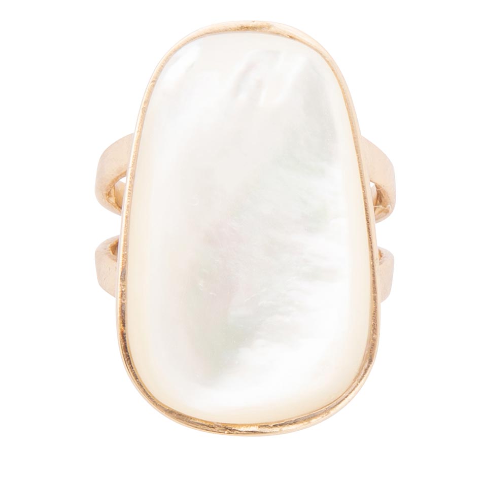 High Class White Mother of Pearl Golden Ring Barse Jewelry