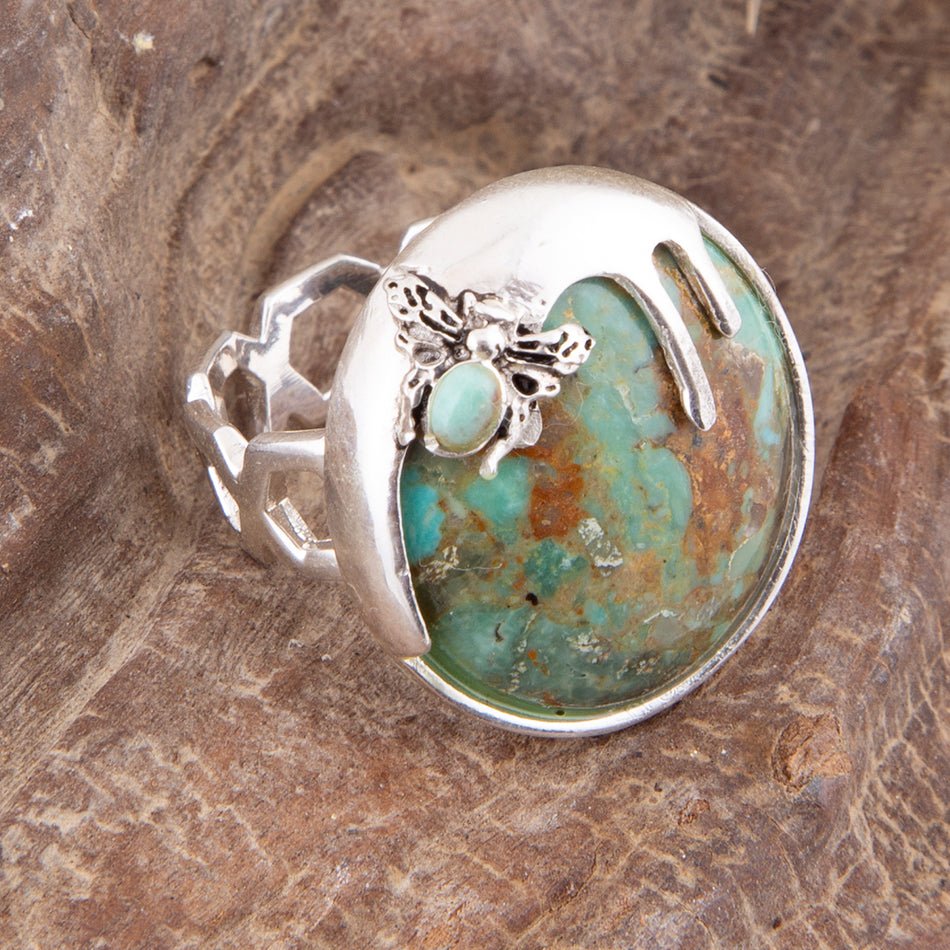 Honey Bee Blue Turquoise Sterling Silver Ring Barse Jewelry
