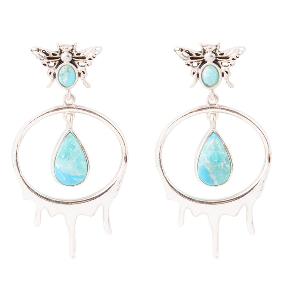 Honey Blue Turquoise Sterling Silver Drop Earrings Barse Jewelry