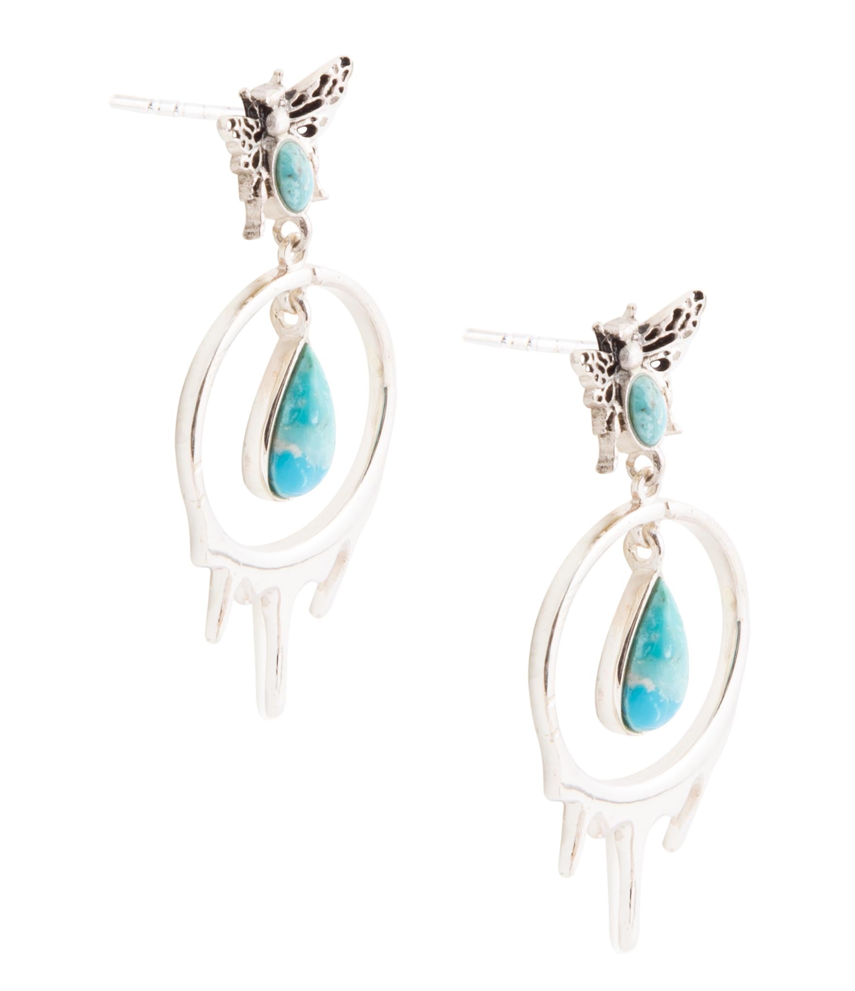 Honey Blue Turquoise Sterling Silver Drop Earrings Barse Jewelry