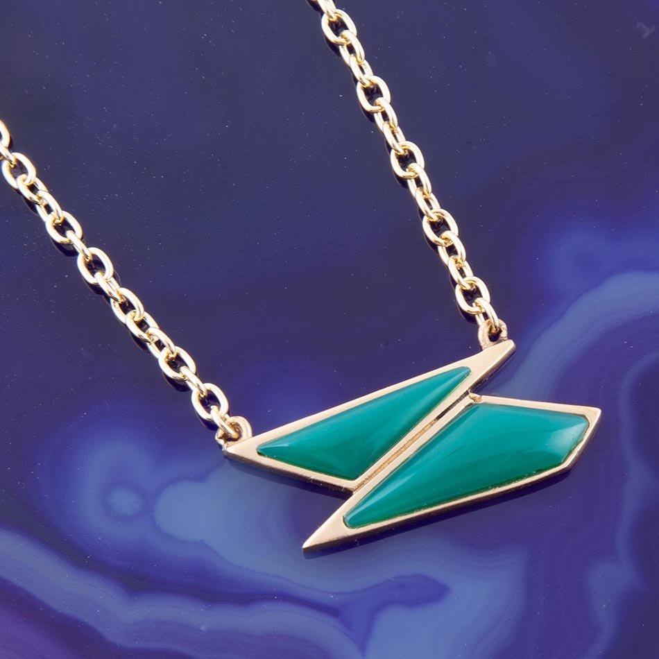 Ice Green Onyx and Golden Bronze Pendant Necklace Barse Jewelry