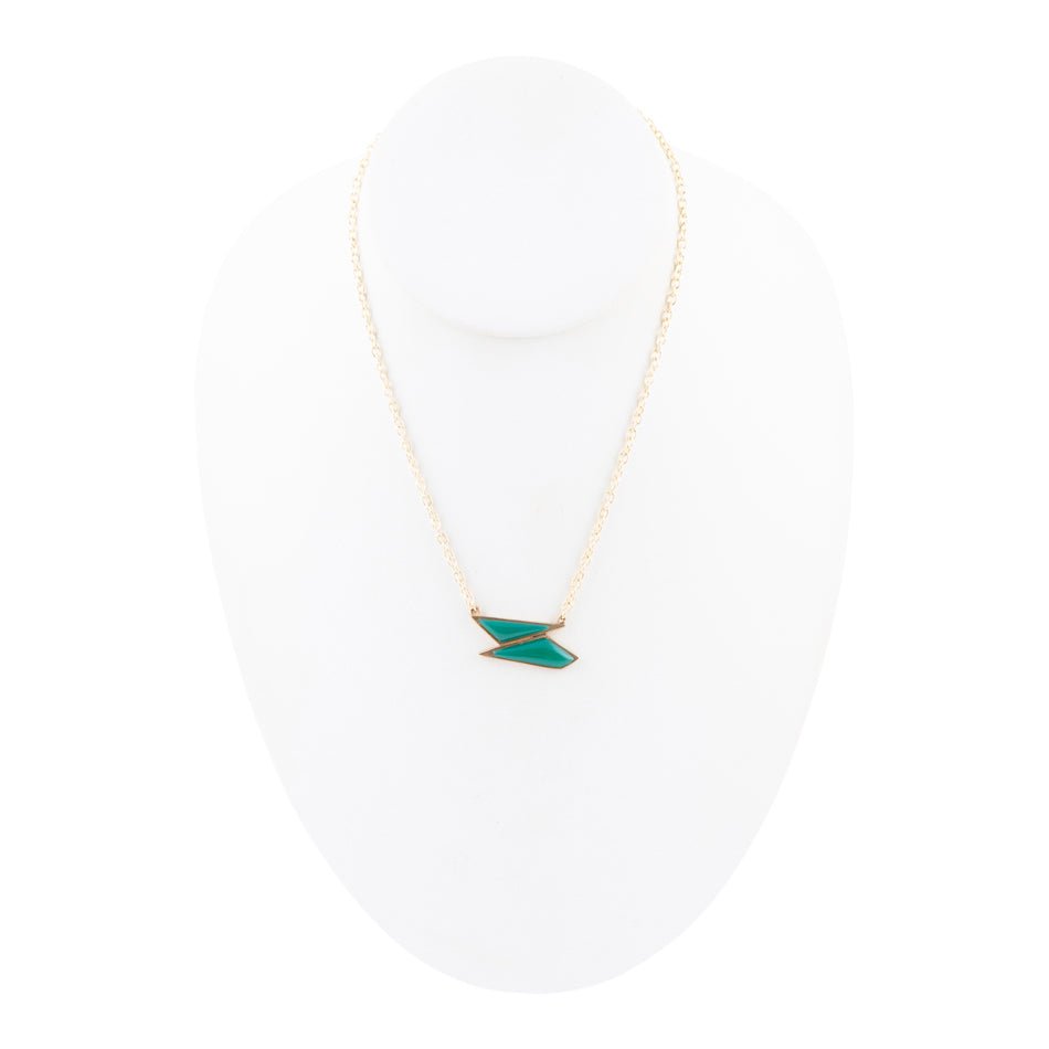Ice Green Onyx and Golden Bronze Pendant Necklace Barse Jewelry