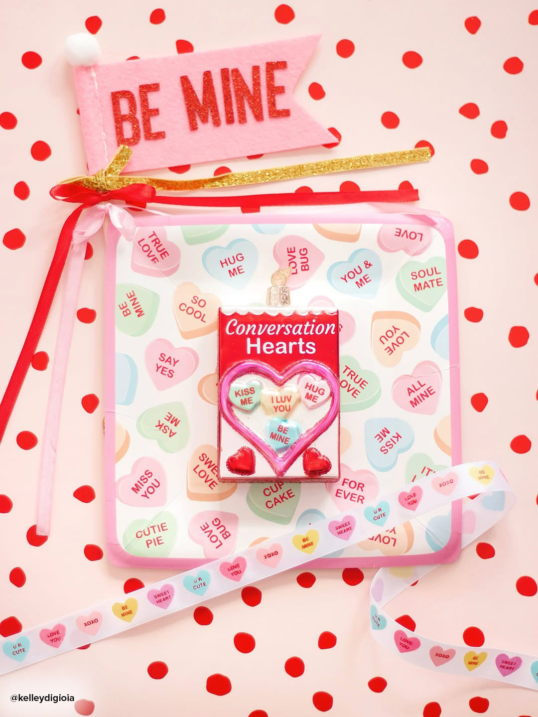 Conversation Hearts Candy Ornament
