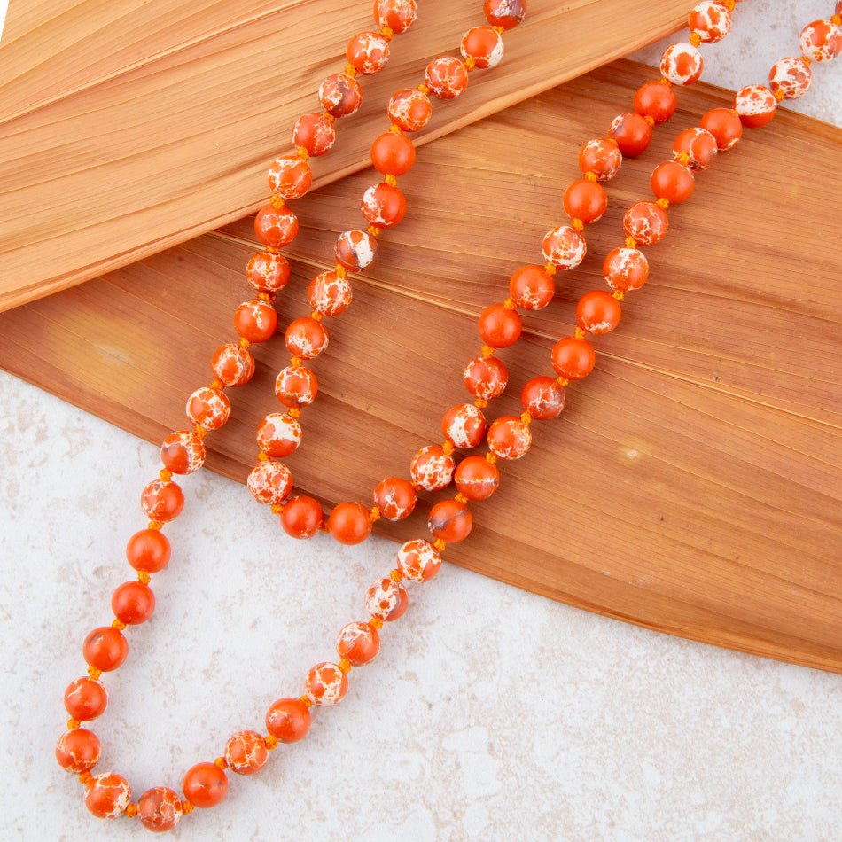 Immeasurable Bead Necklace - Polished Orange Jasper Barse Jewelry