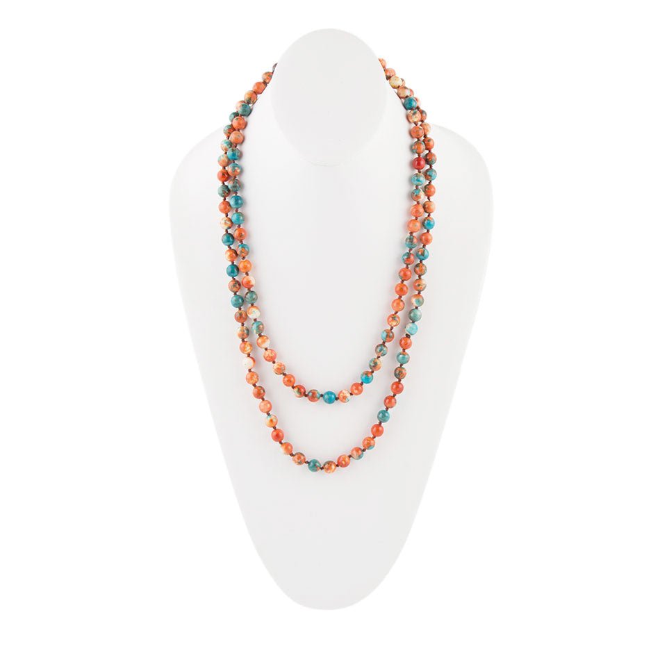 Immeasurable Orange and Blue Ocean Jade Necklace Barse Jewelry