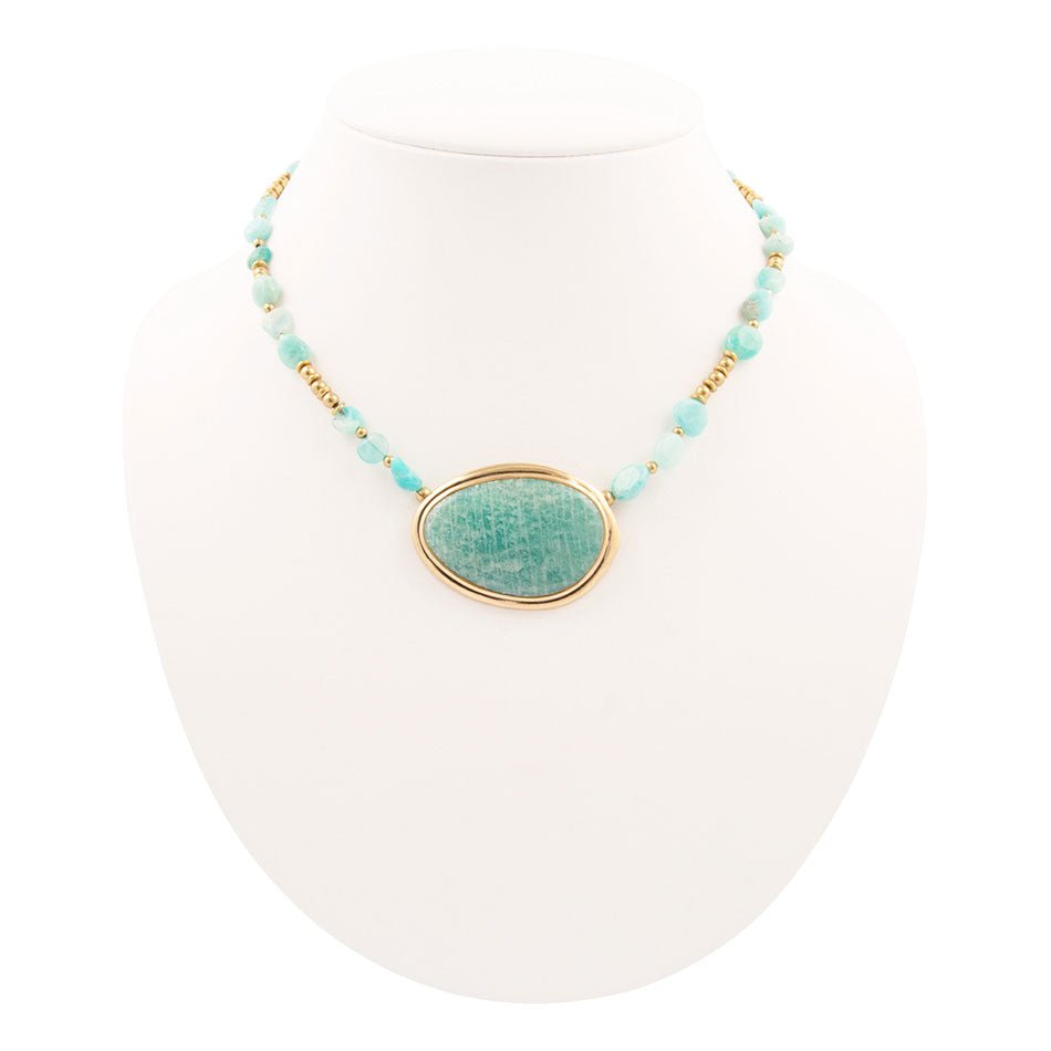 Impressions of Blue Amazonite Freeform Necklace Barse Jewelry