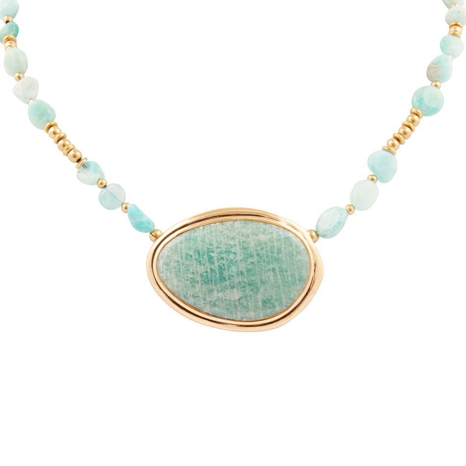Impressions of Blue Amazonite Freeform Necklace Barse Jewelry