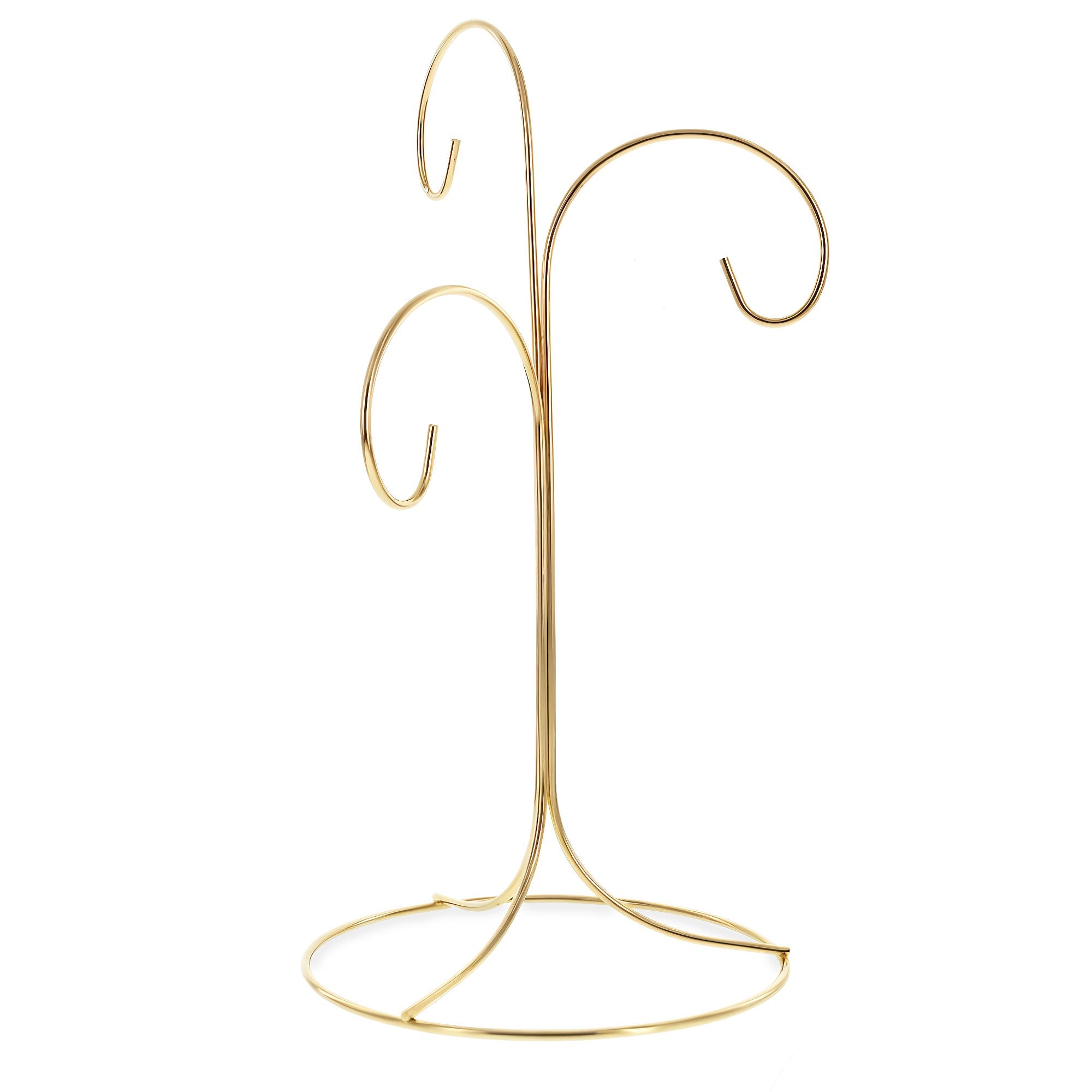 3-Arm 3-Tier Gold Brass Metal Ornament Stand Display 10.75 Inches (Taiwan)