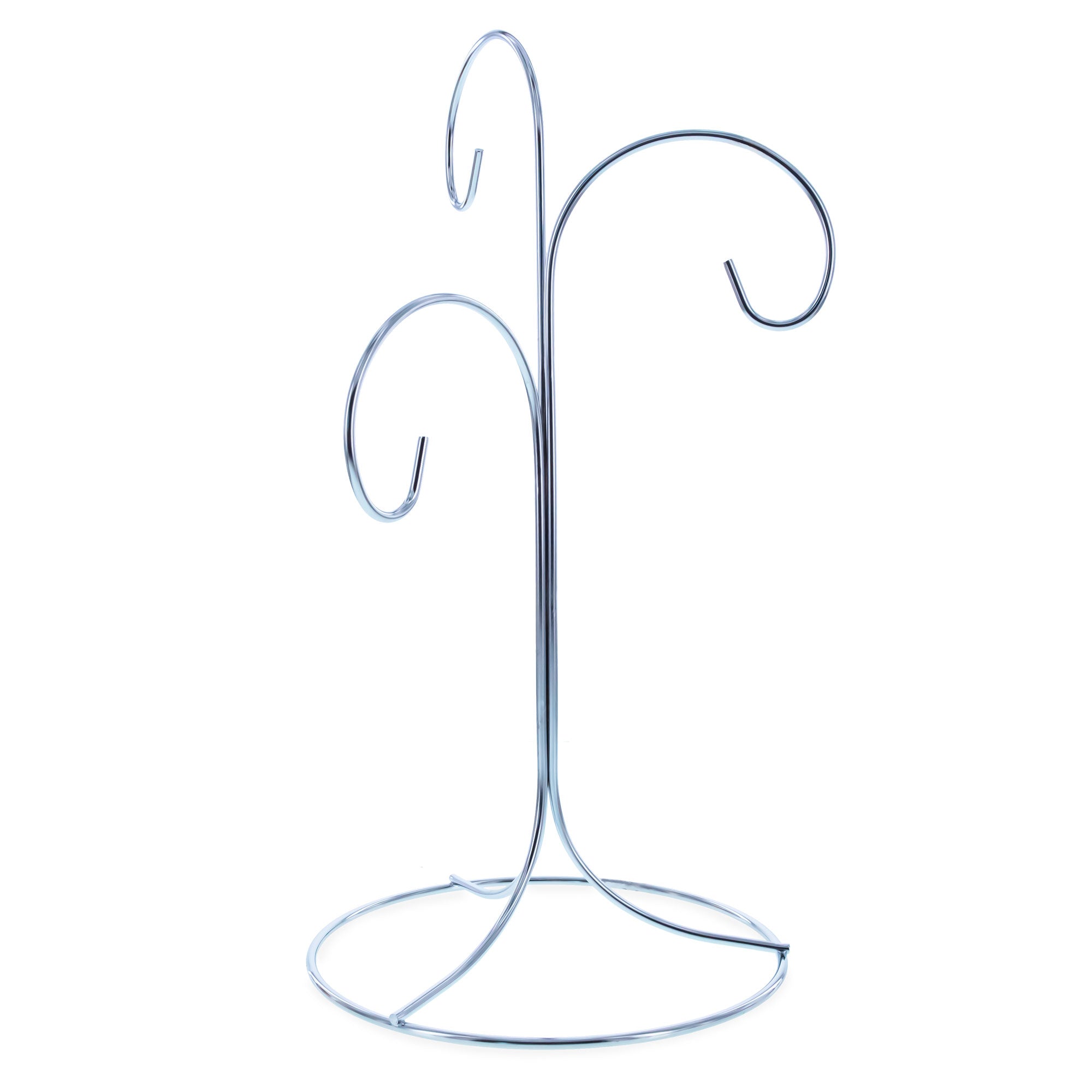 3-Arm 3-Tier Silver Metal Ornament Stand Display 10.75 Inches (Taiwan)