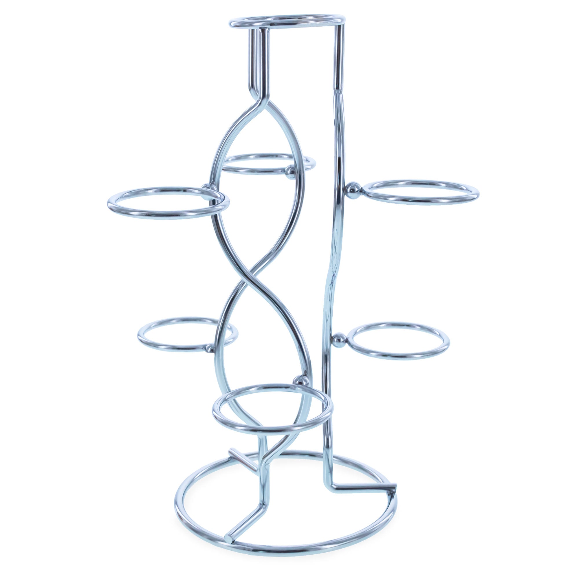 7-Ring 3-Tier Silver Wire Metal Sphere Crystals Egg Stand Holder Display 7.4 Inches (Taiwan)