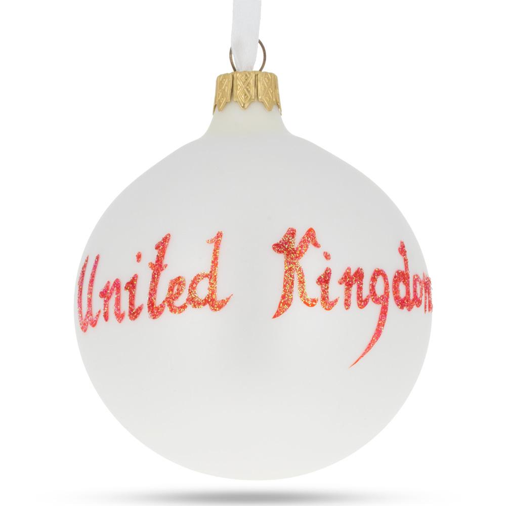 United Kingdom Coat of Arms Glass Ball Christmas Ornament 3.25 Inches