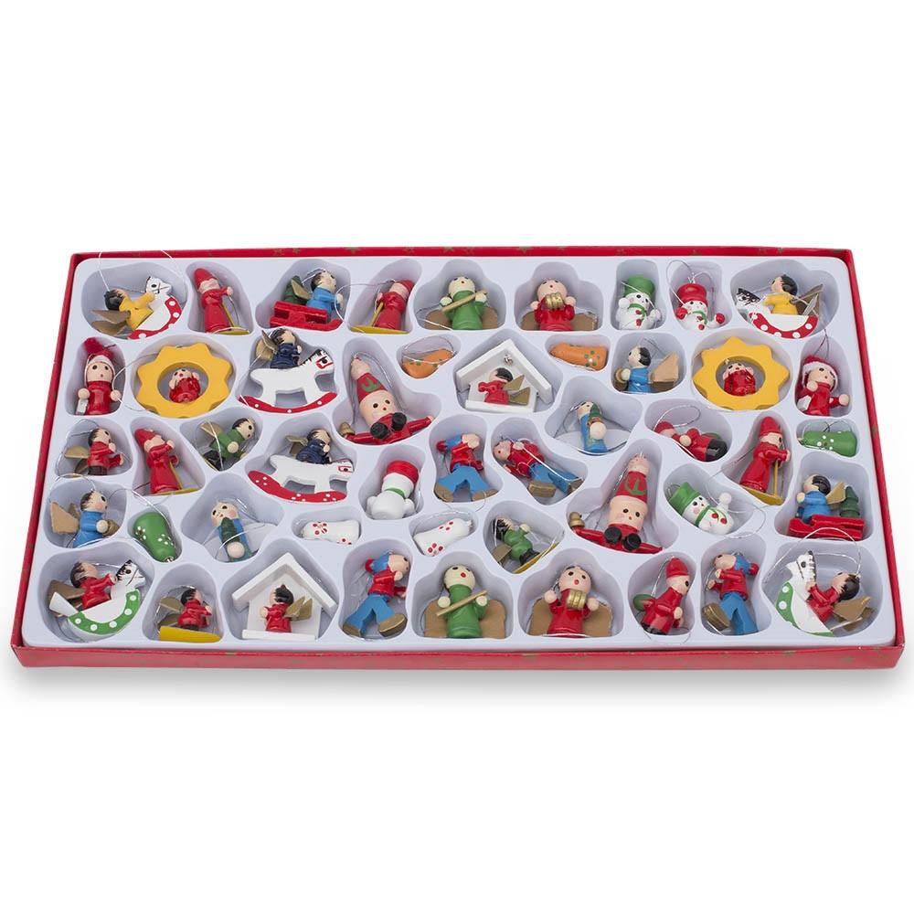 Set of 48 German Style Mini Wooden Christmas Ornaments BestPysanky
