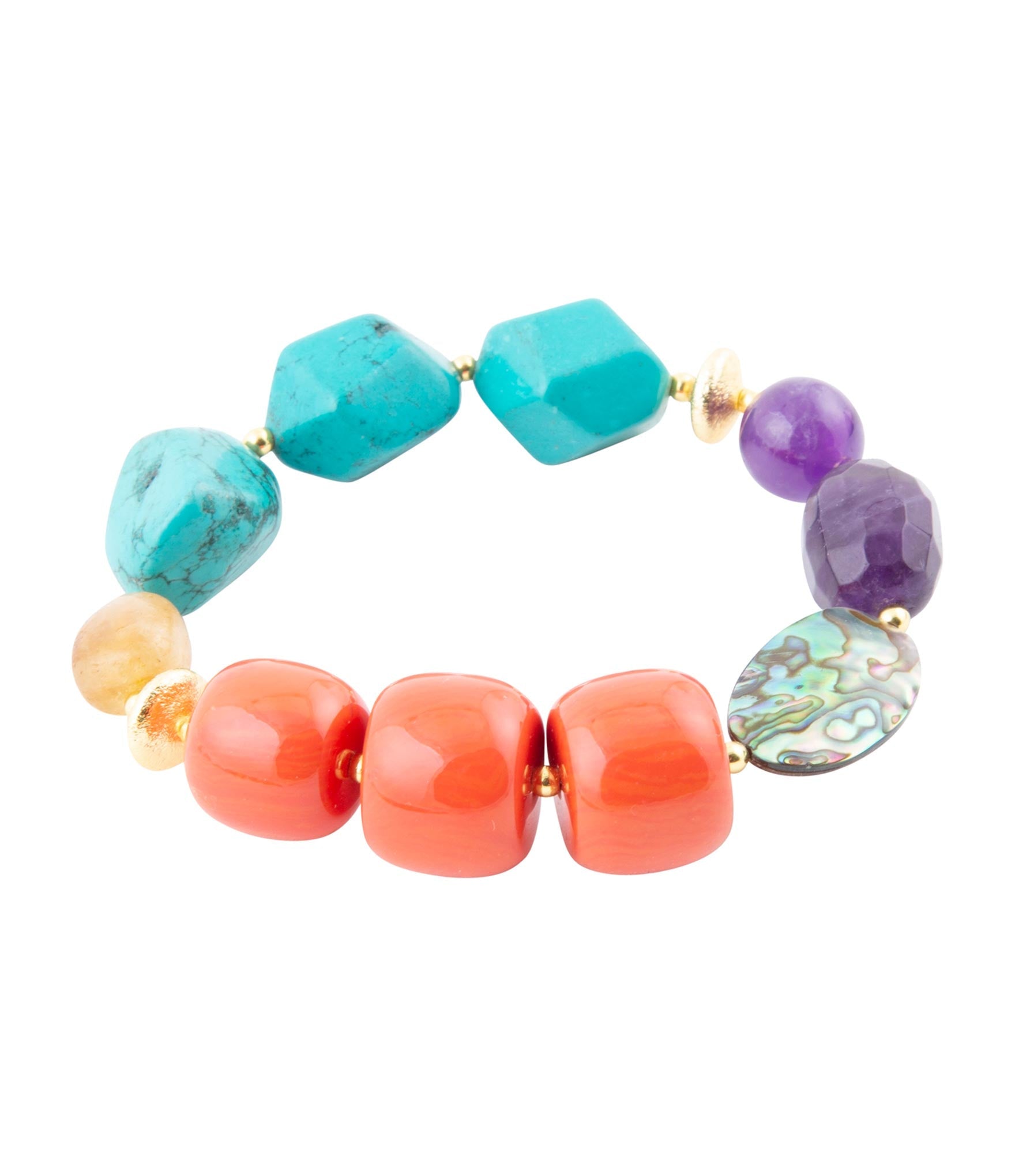 Keleidoscope Multistone Chunky Golden Bracelet Barse Jewelry