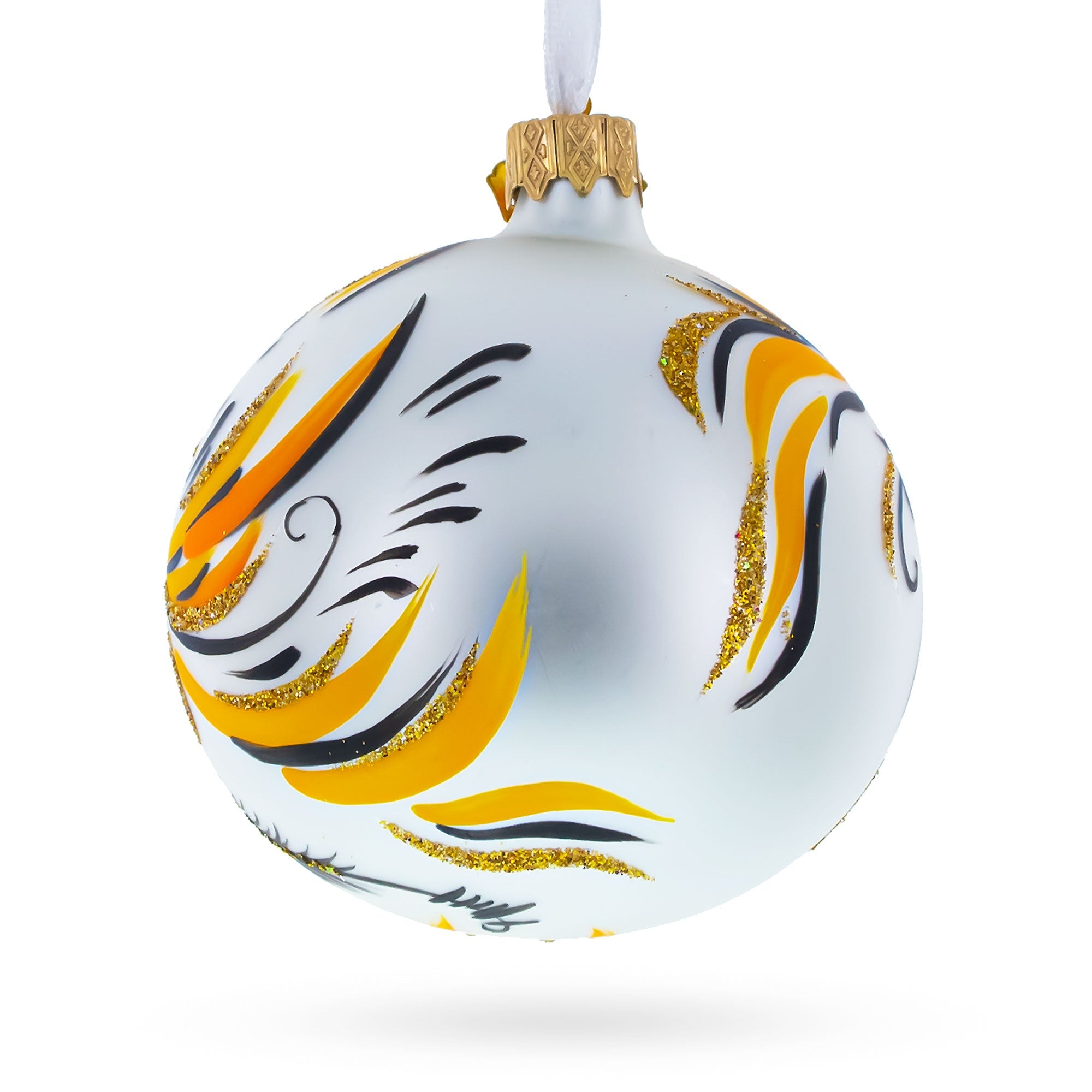 Adonis Flowers in White Glass Ball Christmas Ornament