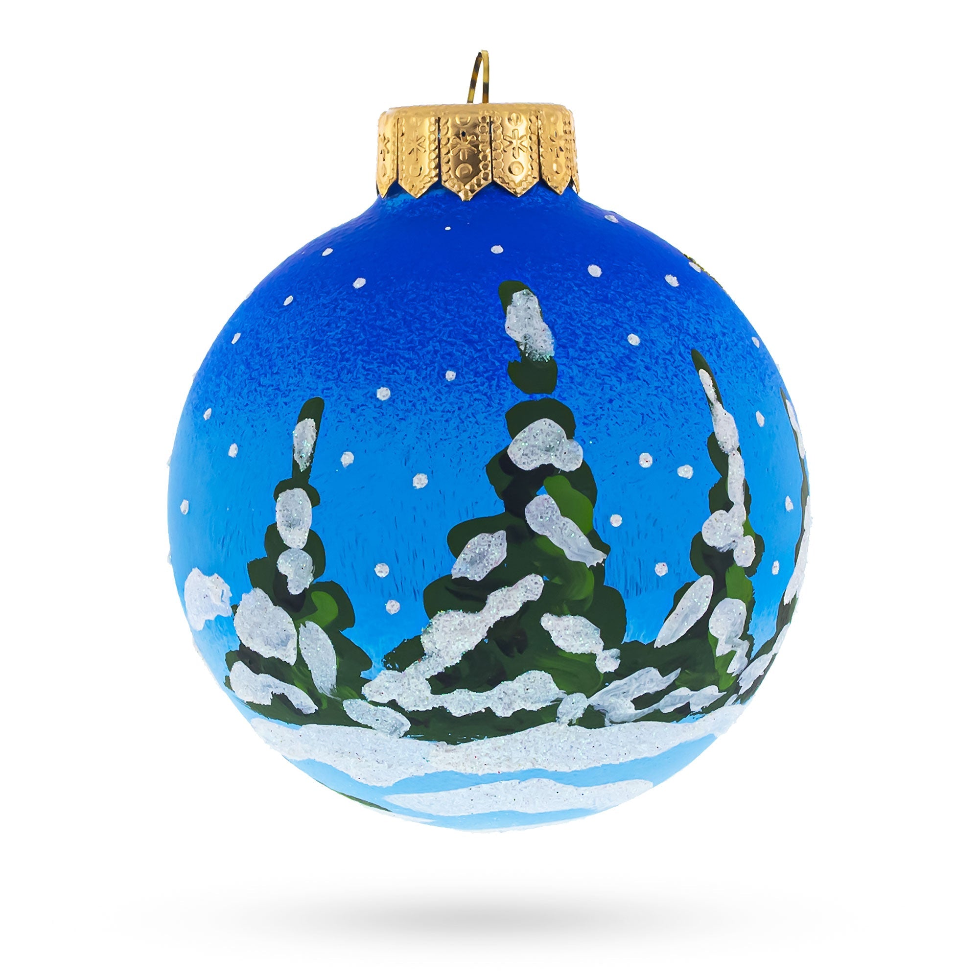 Santa and Reindeer Festive Glass Ball Christmas Ornament 4 Inches